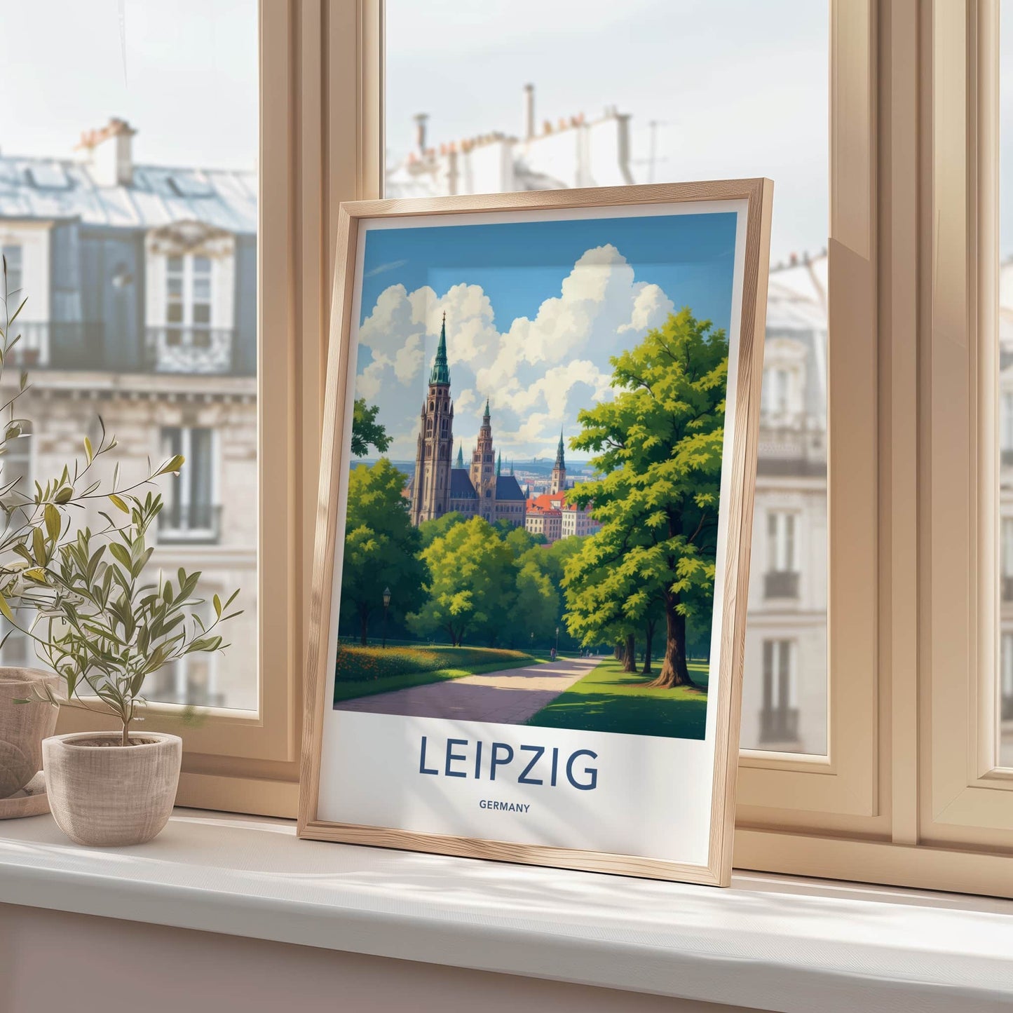 Leipzig Poster - Germany Art Print - Towering Spire Park Home Decor