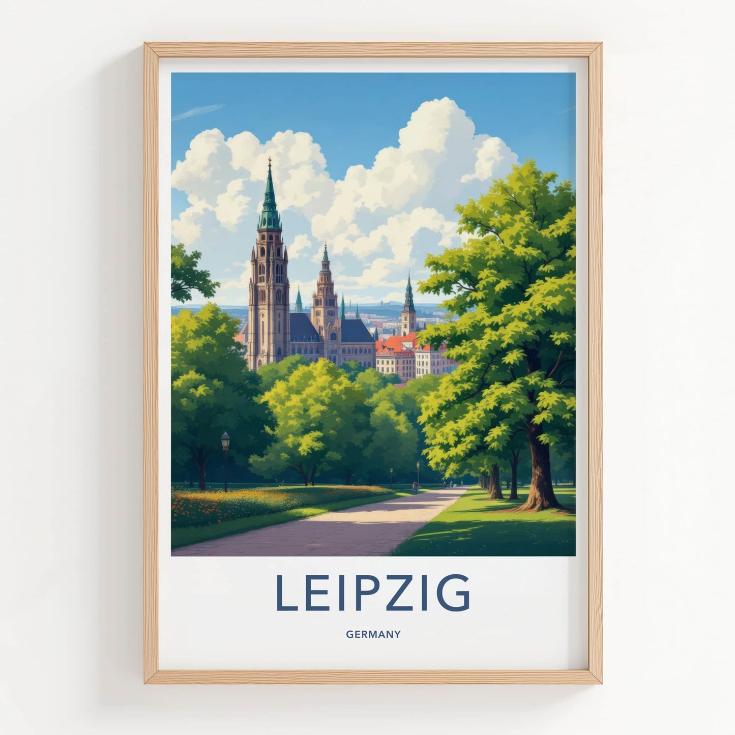 Leipzig Poster - Germany Art Print - Towering Spire Park Home Decor