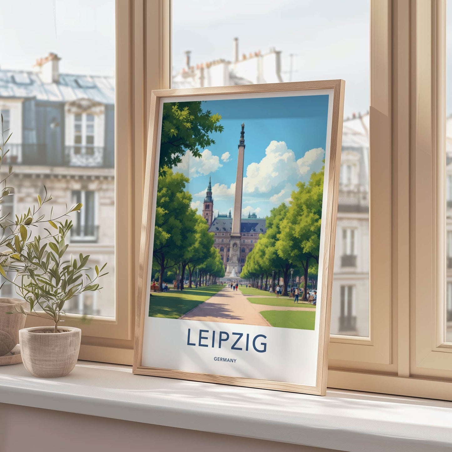 Leipzig Poster - Germany Framed Art - Grand Obelisk Park Wall Decor