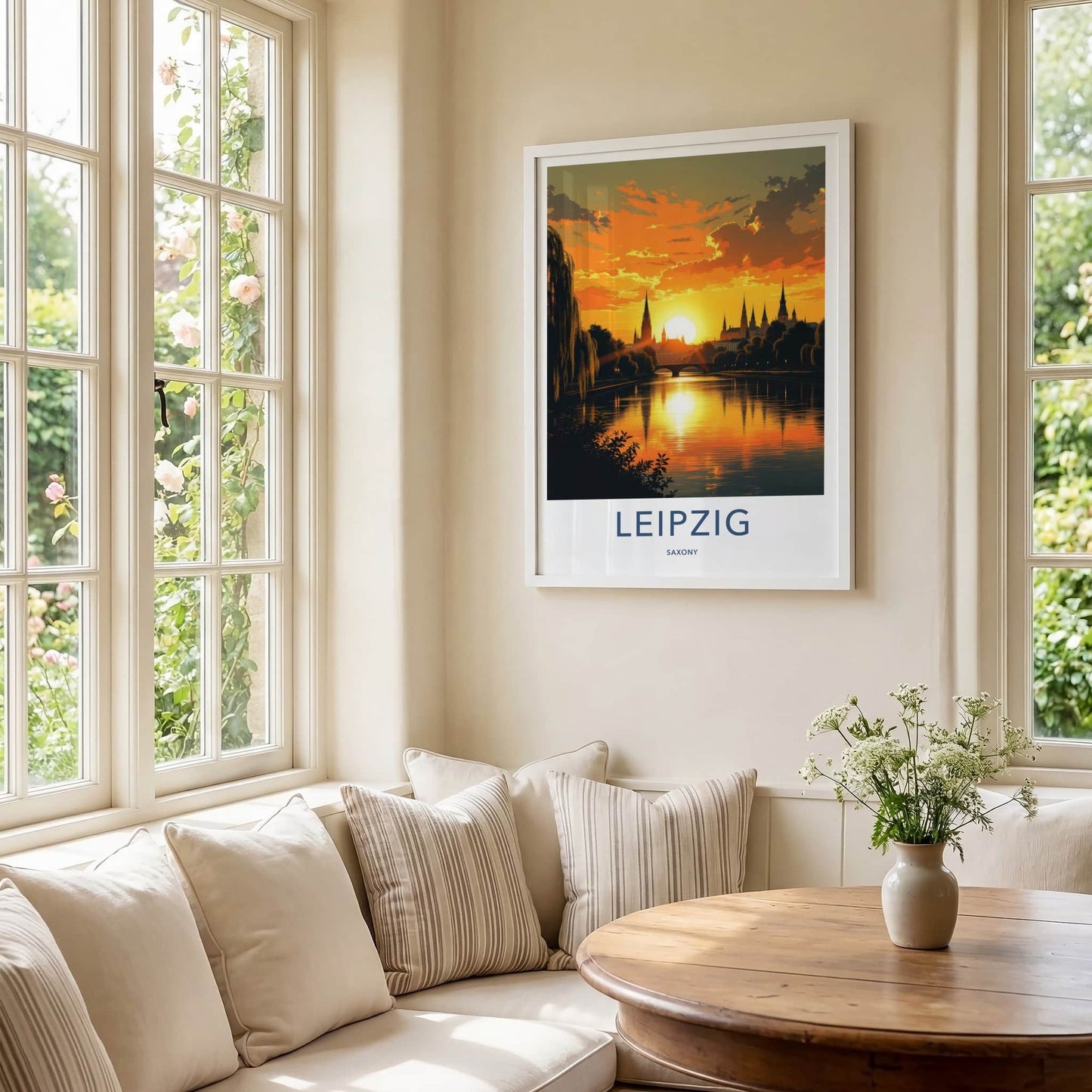 Leipzig Poster - Germany Travel Art - Golden Sunset Reflections Home Decor
