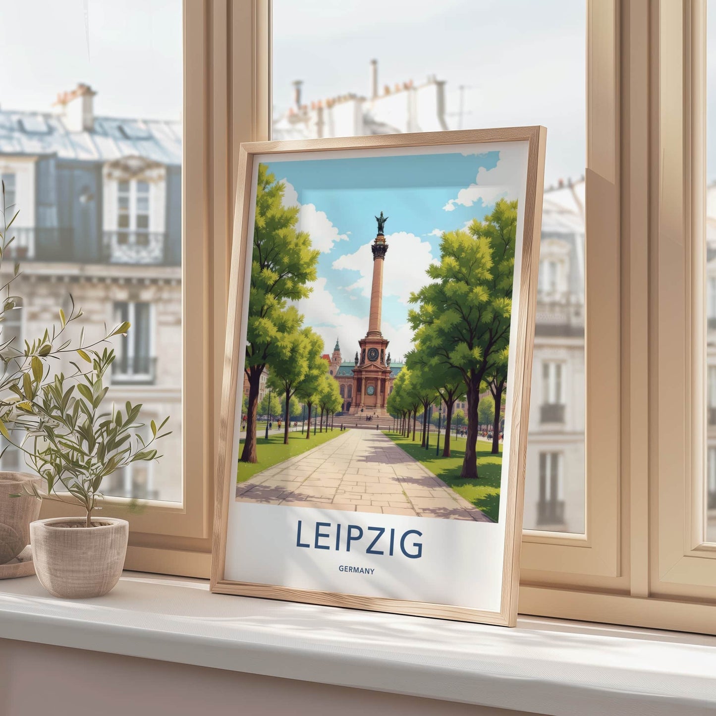 Leipzig Poster - Germany Travel Art - Grand Column Pathway Wall Decor