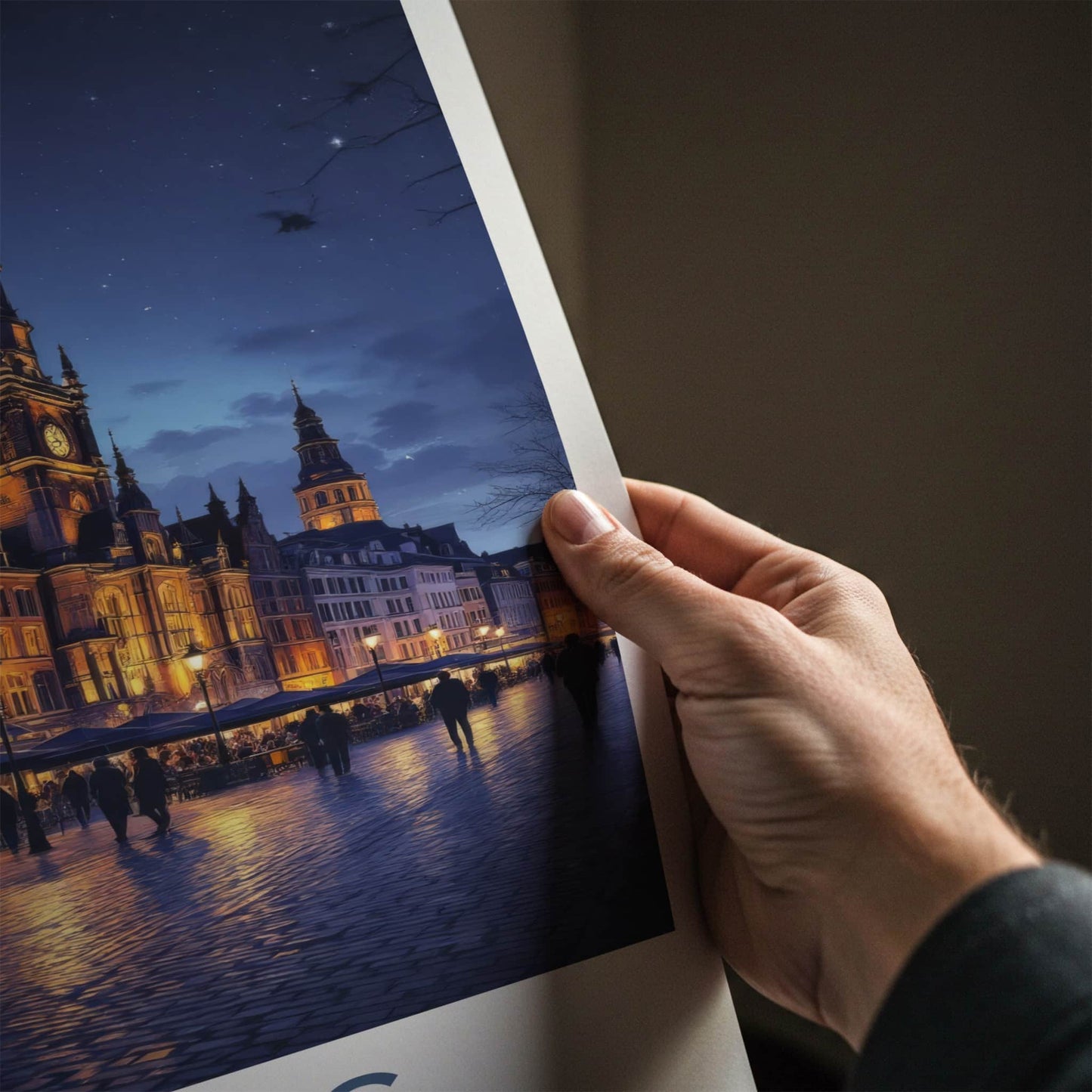 Leipzig Poster - Germany Travel Art - Illuminated City Night Wall Decor
