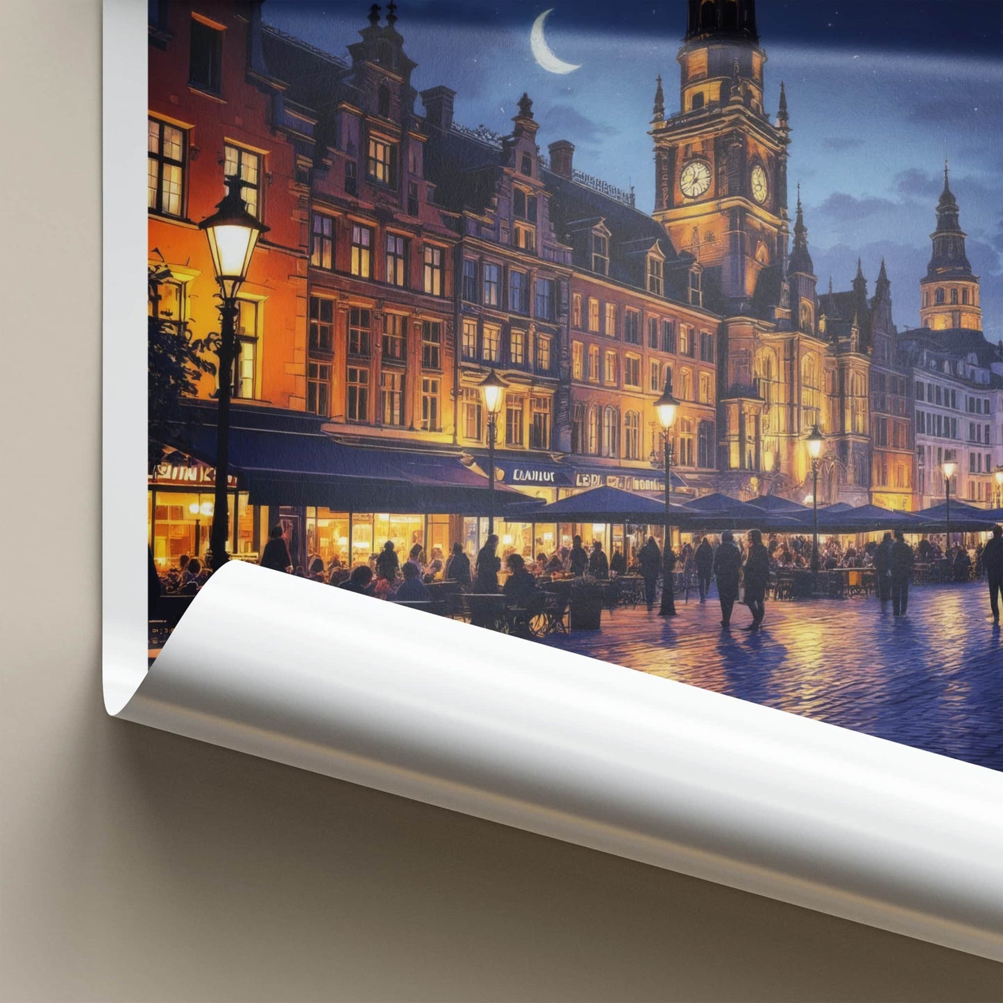 Leipzig Poster - Germany Travel Art - Illuminated City Night Wall Decor