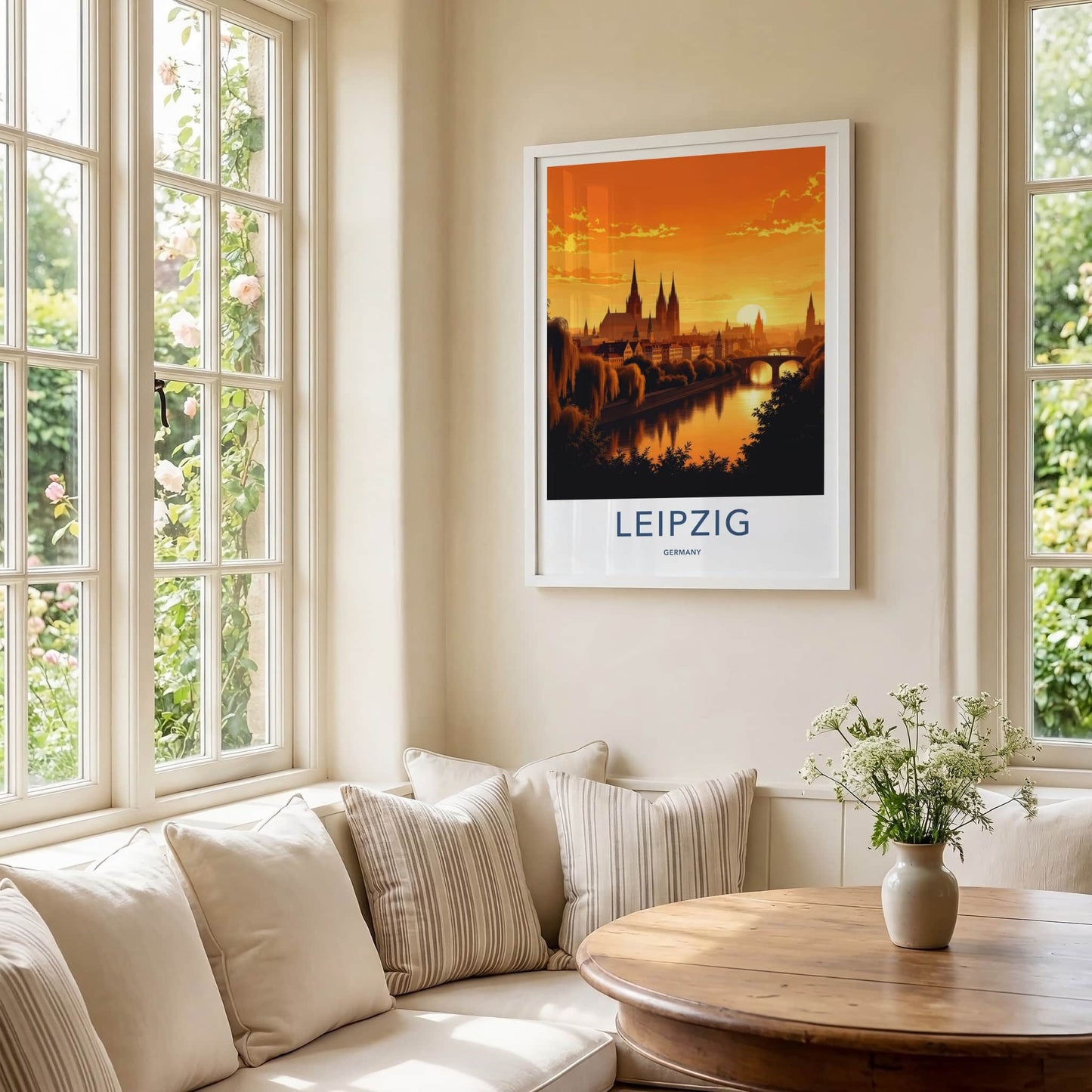 Leipzig Poster - Germany Travel Art - Sunset City Skyline Home Decor