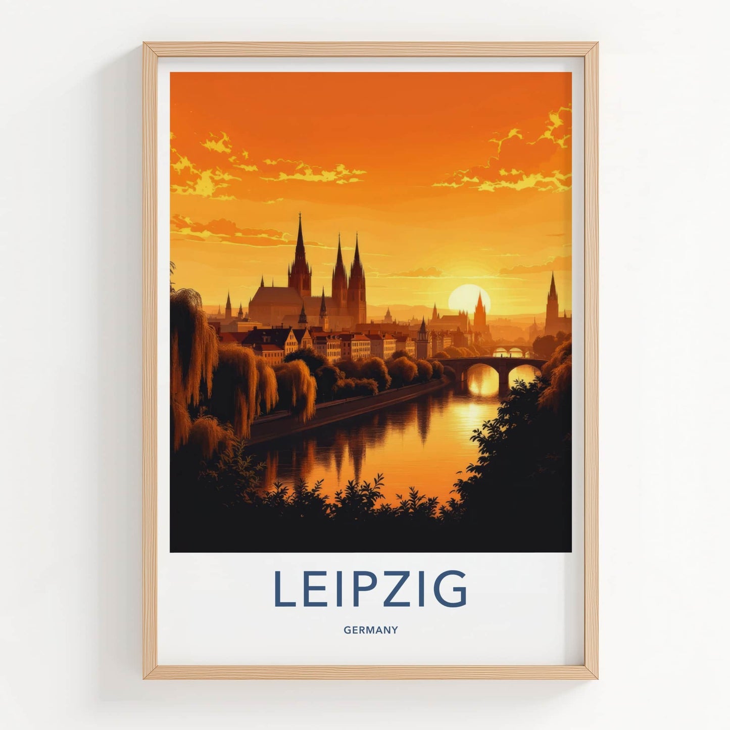 Leipzig Poster - Germany Travel Art - Sunset City Skyline Home Decor