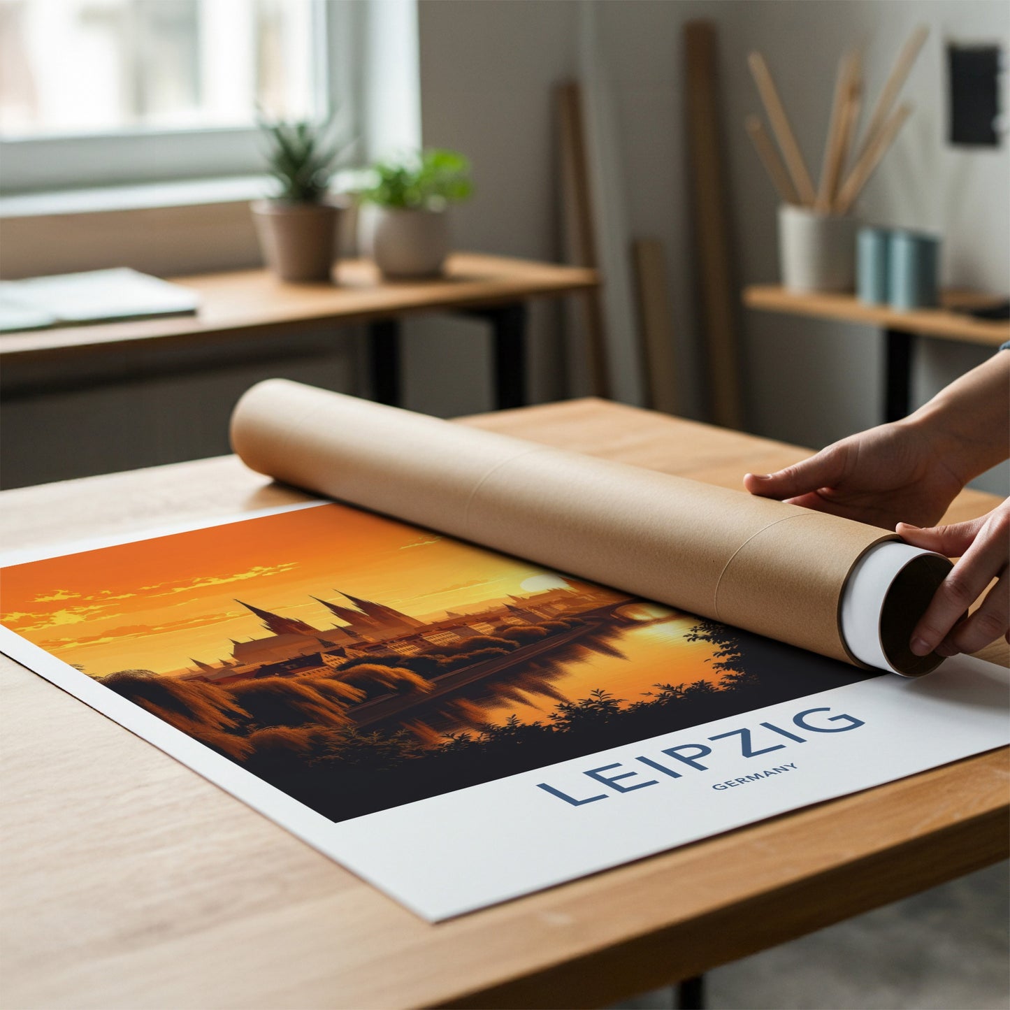 Leipzig Poster - Germany Travel Art - Sunset City Skyline Home Decor