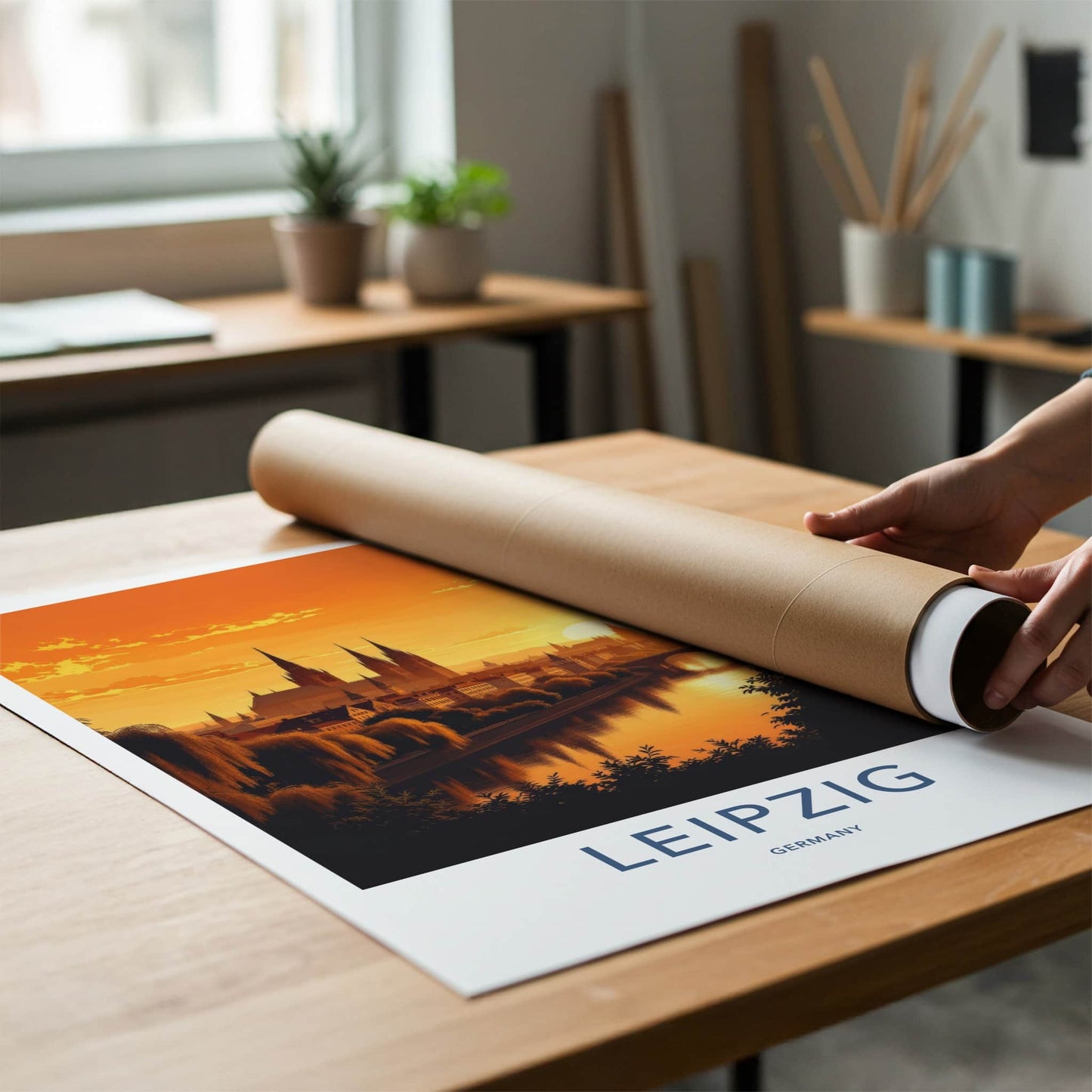 Leipzig Poster - Germany Travel Art - Sunset City Skyline Home Decor