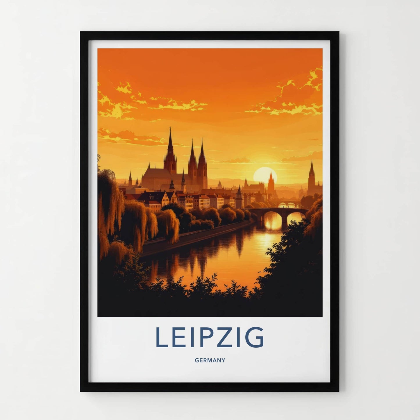 Leipzig Poster - Germany Travel Art - Sunset City Skyline Home Decor