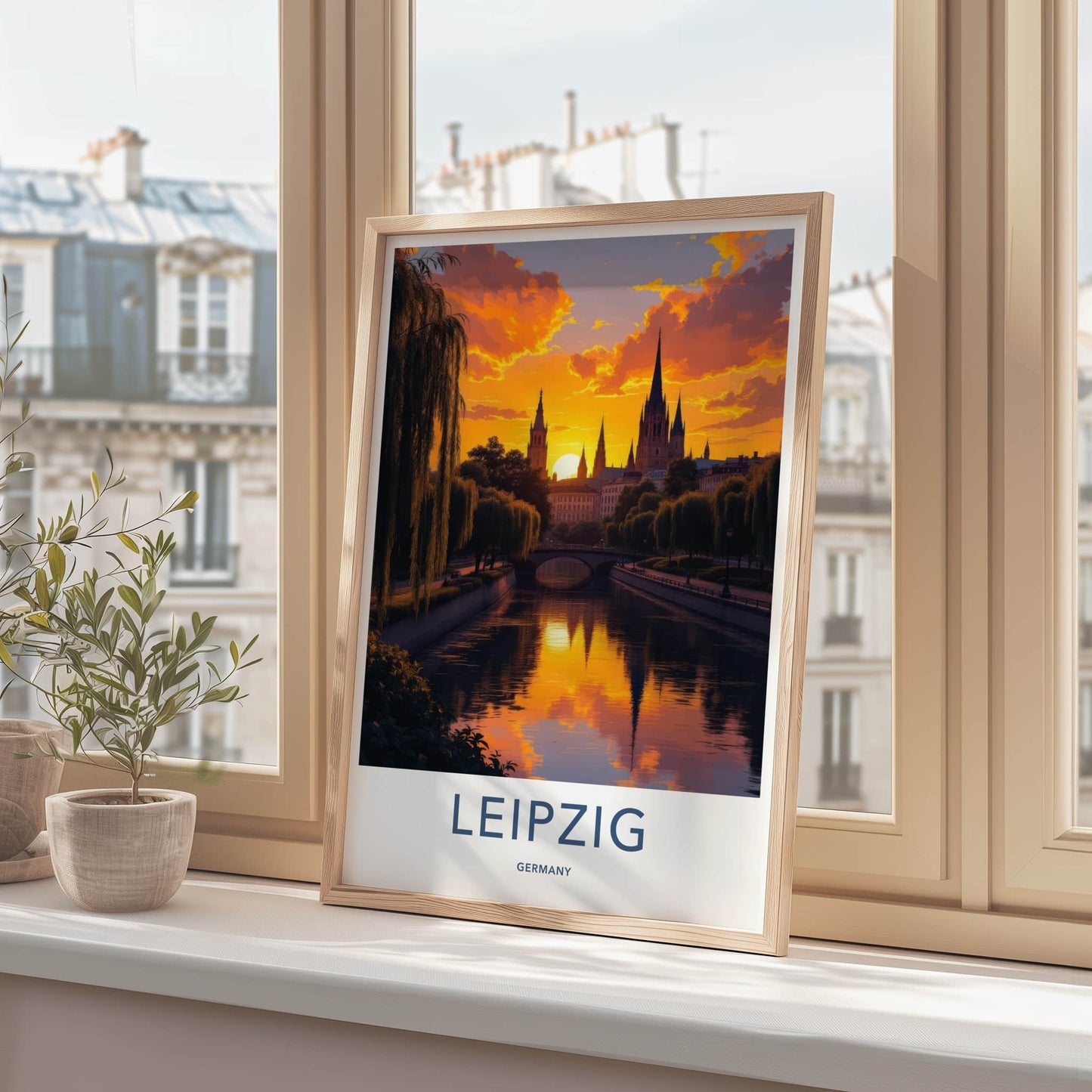 Leipzig Poster - Germany Travel Art - Vibrant Sunset Skyline Home Decor