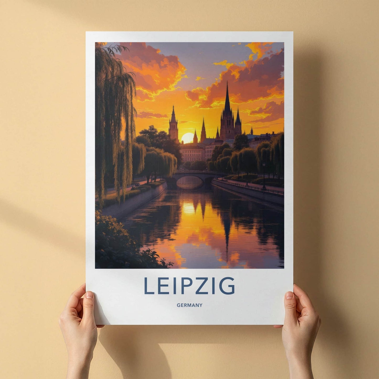 Leipzig Poster - Germany Travel Art - Vibrant Sunset Skyline Home Decor