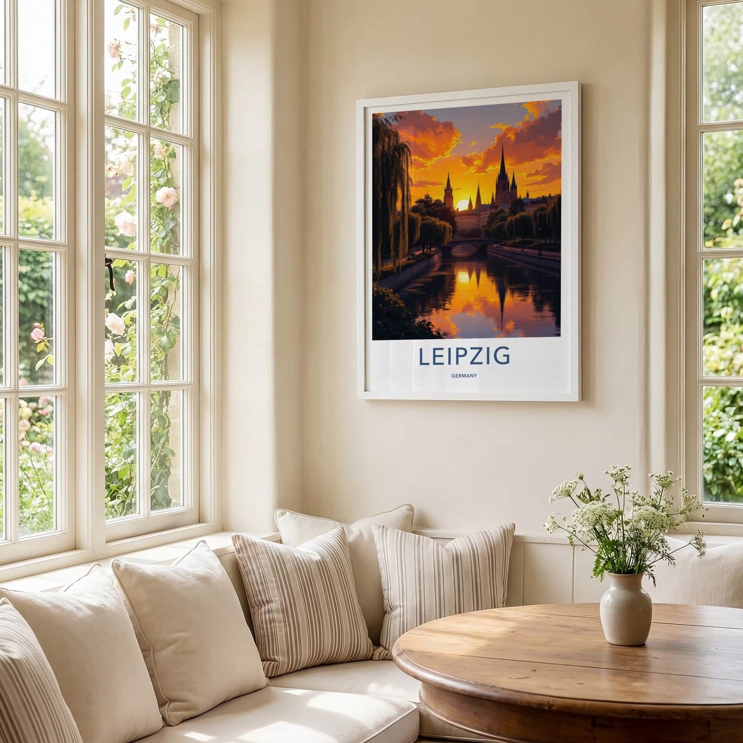 Leipzig Poster - Germany Travel Art - Vibrant Sunset Skyline Home Decor