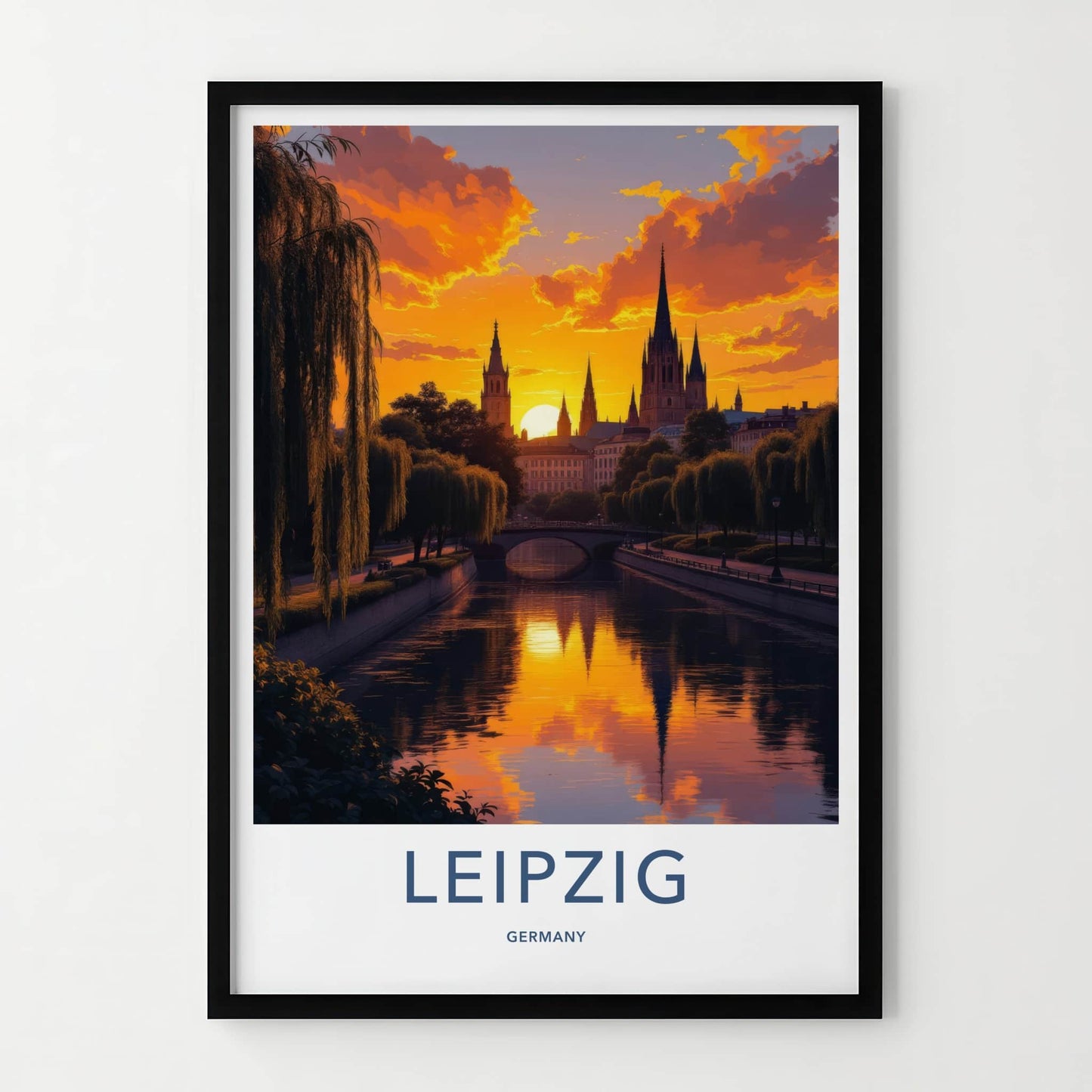Leipzig Poster - Germany Travel Art - Vibrant Sunset Skyline Home Decor