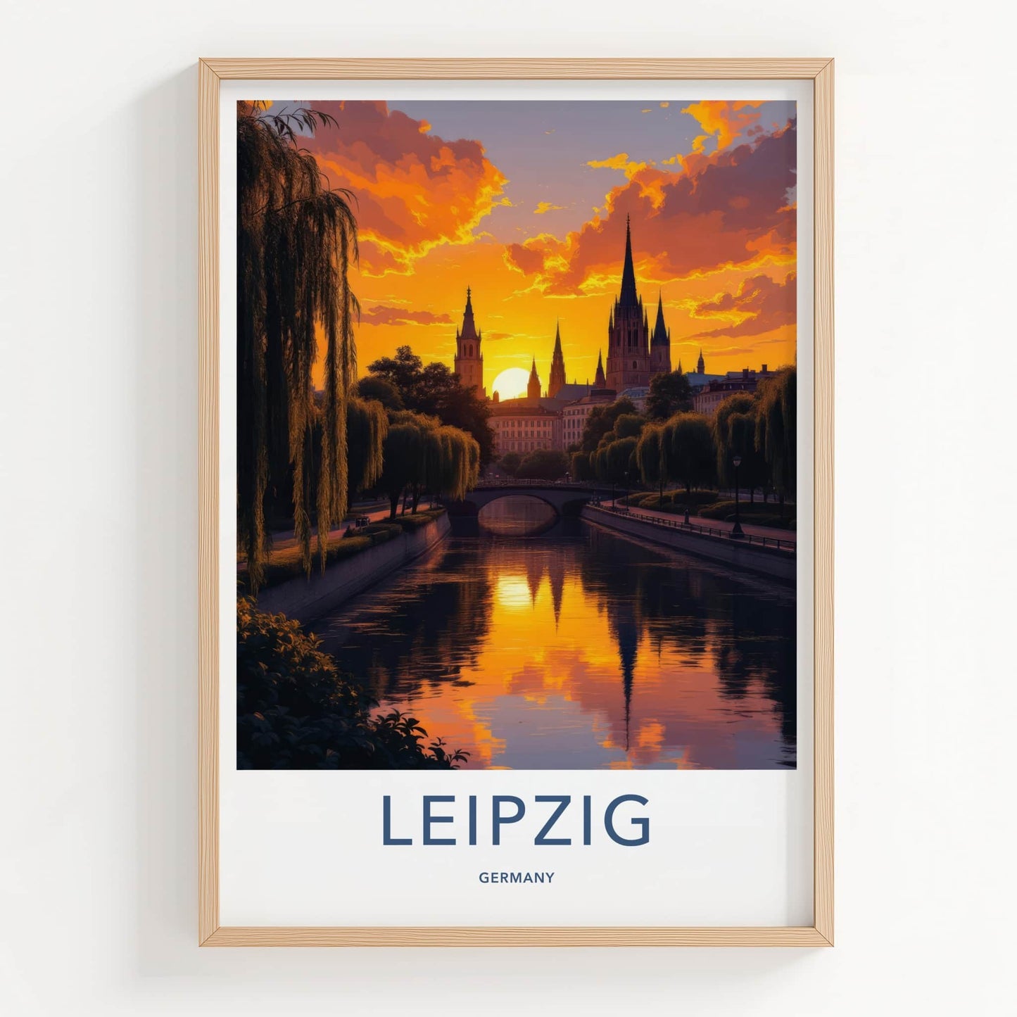 Leipzig Poster - Germany Travel Art - Vibrant Sunset Skyline Home Decor