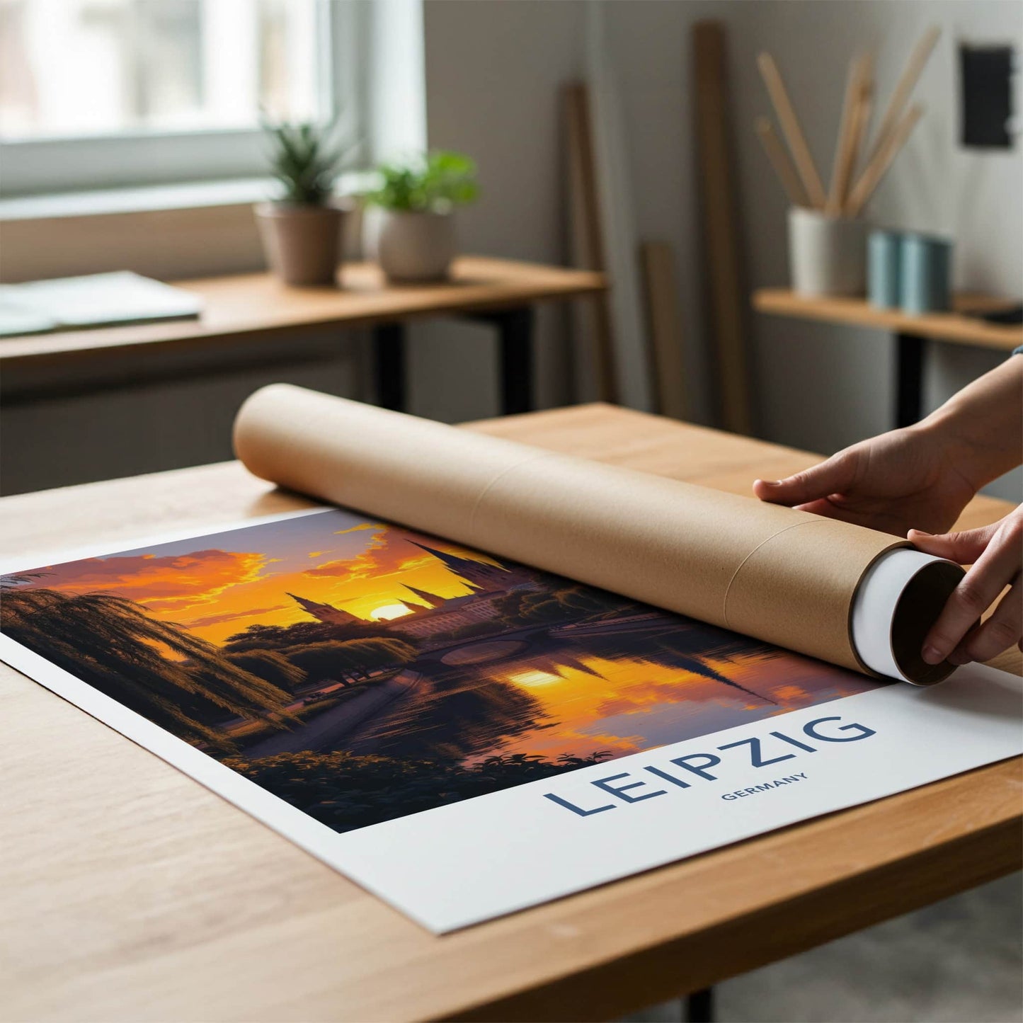 Leipzig Poster - Germany Travel Art - Vibrant Sunset Skyline Home Decor