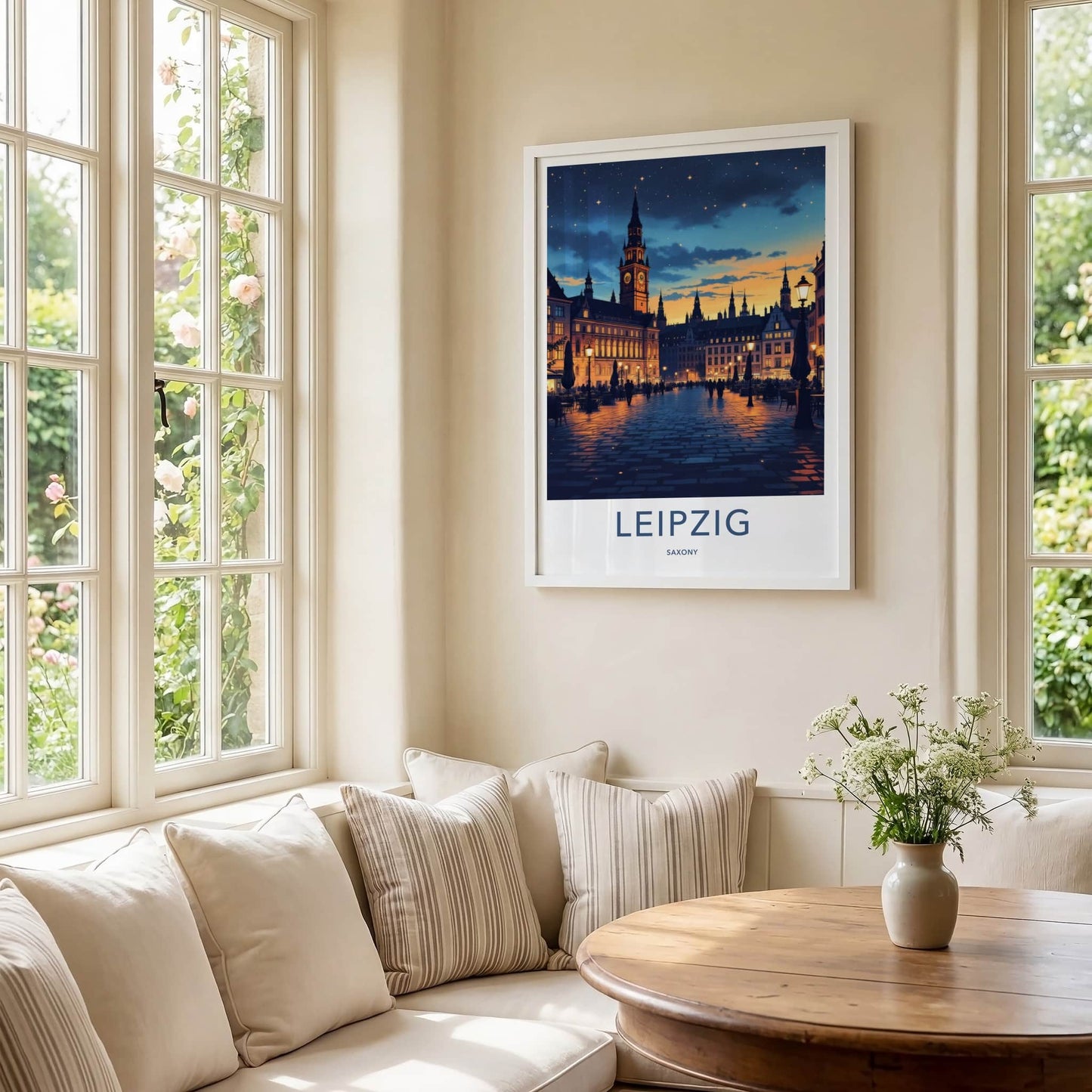 Leipzig Poster - Germany Travel Print - Starlit City Square Home Decor