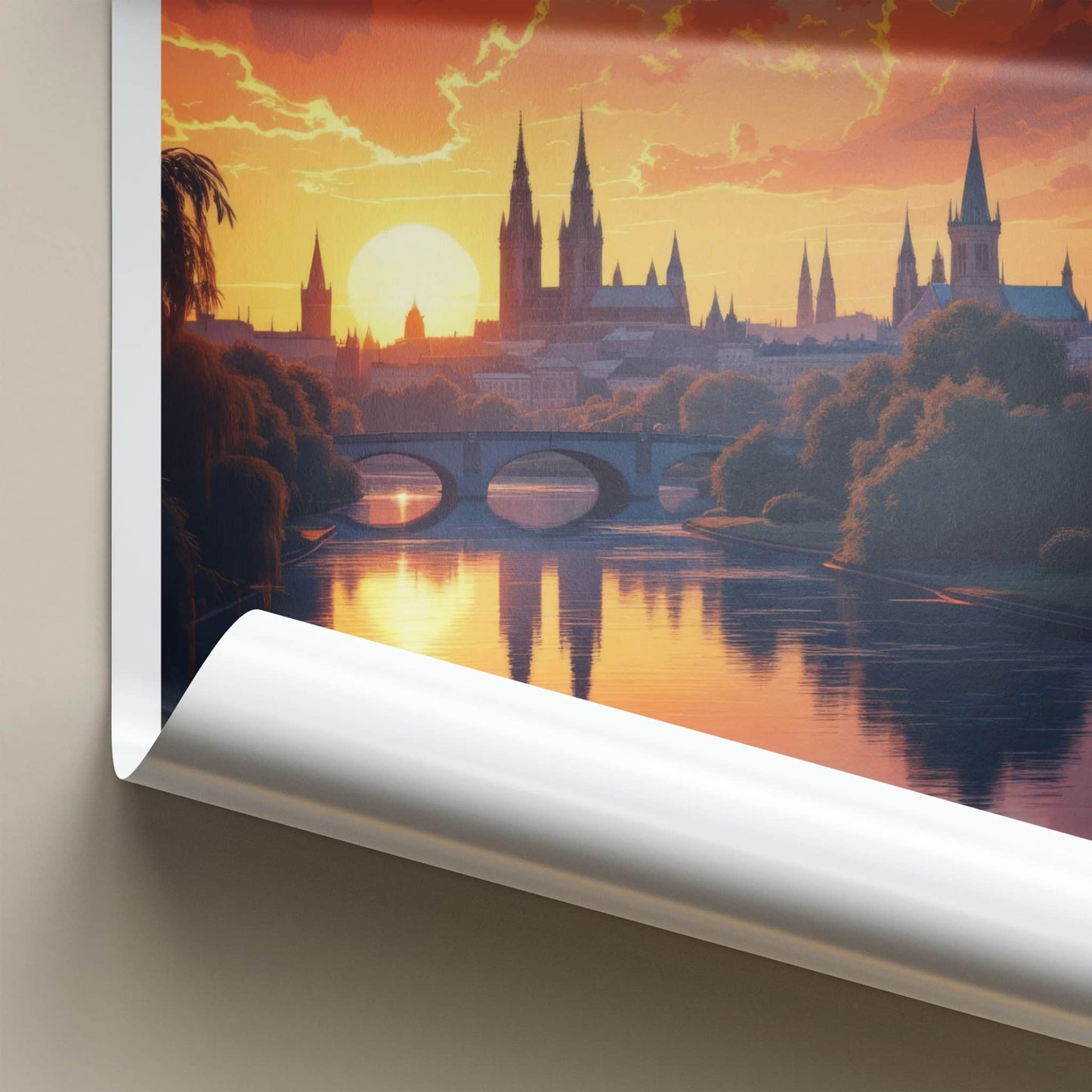 Leipzig Poster - Germany Wall Art - Sunset City Reflections Home Decor