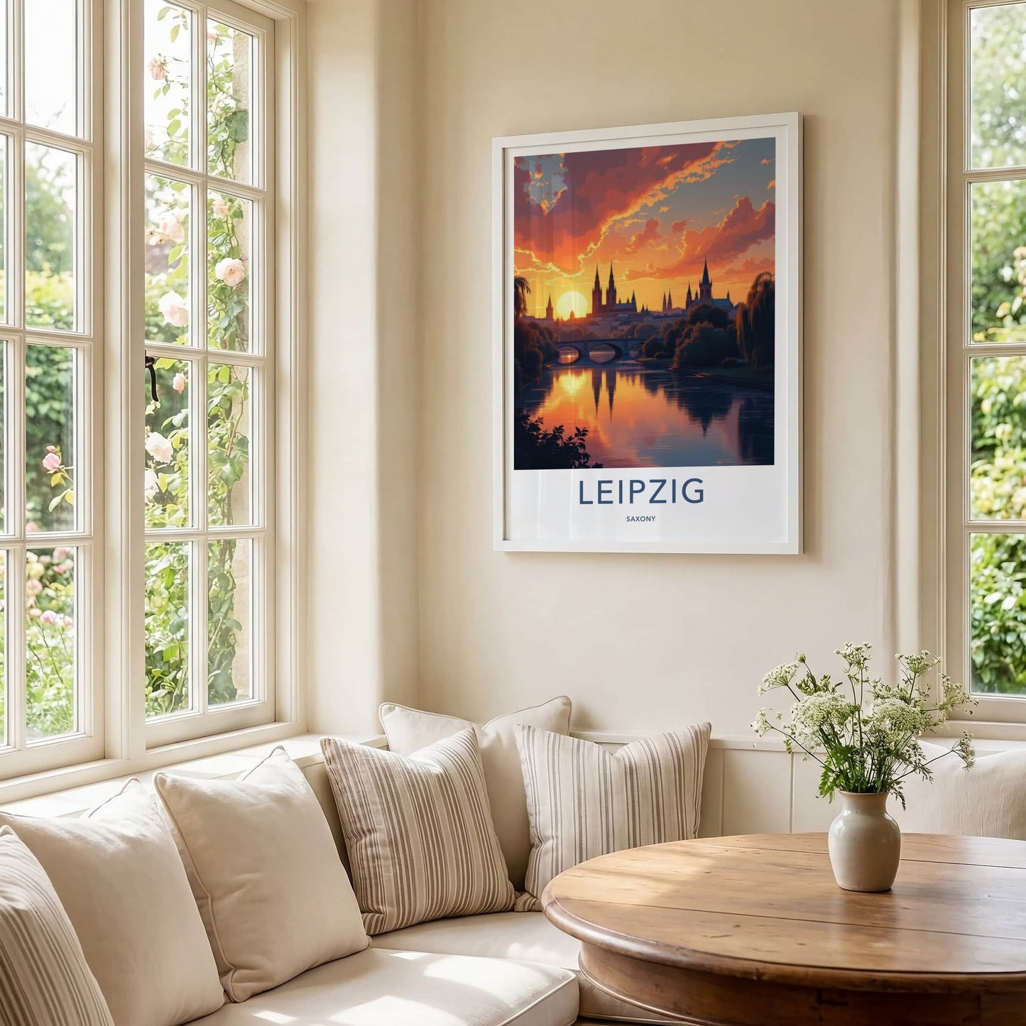 Leipzig Poster - Germany Wall Art - Sunset City Reflections Home Decor