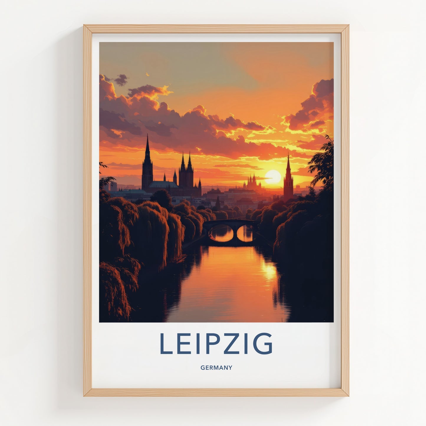 Leipzig Poster - Germany Wall Art - Vibrant Sunset Cityscape Home Decor