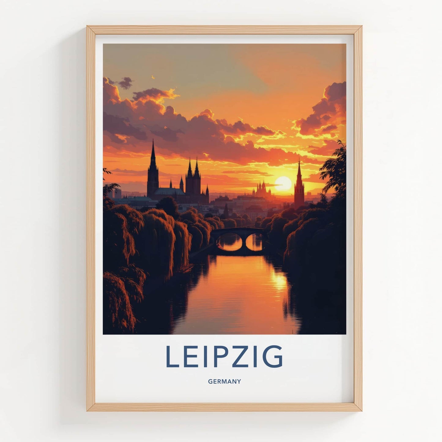 Leipzig Poster - Germany Wall Art - Vibrant Sunset Cityscape Home Decor