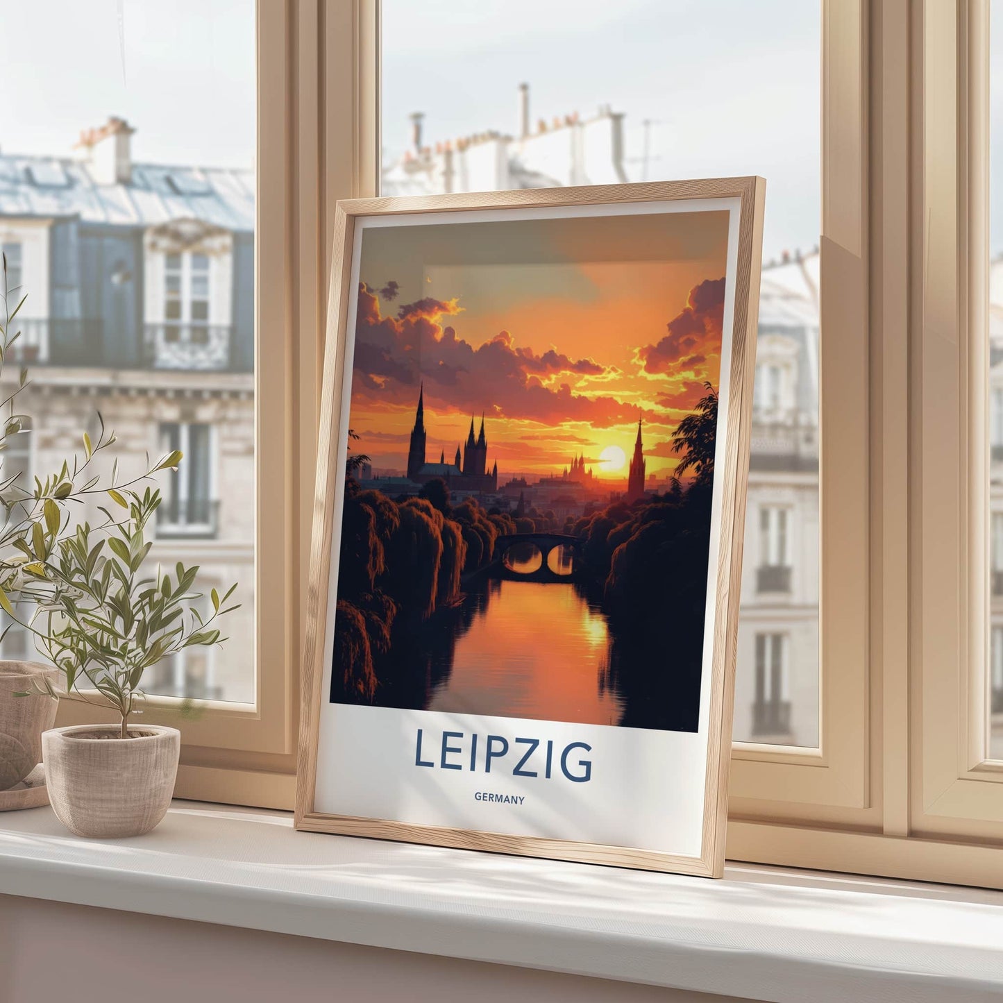Leipzig Poster - Germany Wall Art - Vibrant Sunset Cityscape Home Decor