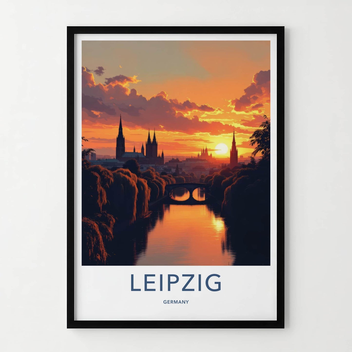Leipzig Poster - Germany Wall Art - Vibrant Sunset Cityscape Home Decor