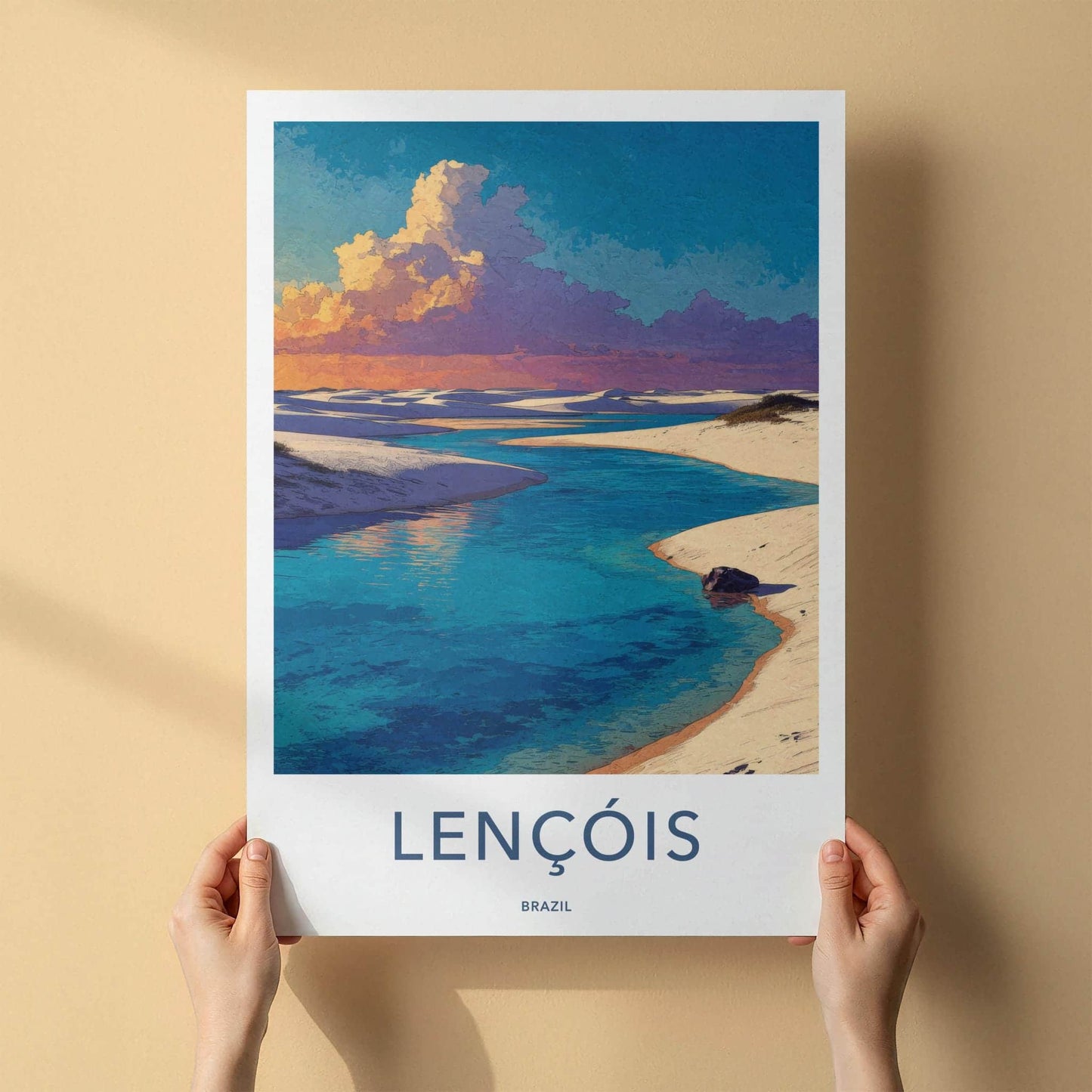 Lencois Poster - Brazil Travel Art - Sandy Lagoon Sunset Home Decor