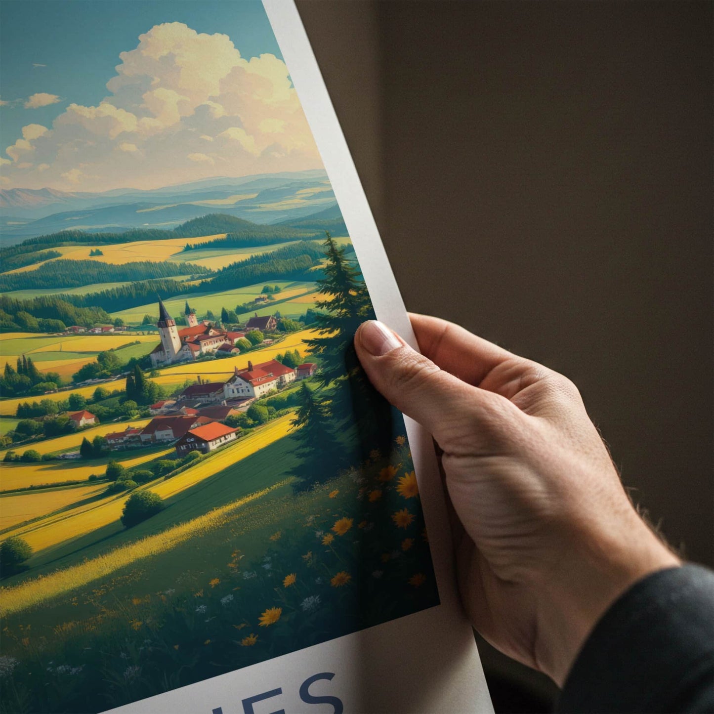 Lenggries Poster - Germany Travel Art - Sunny Village Valley Home Decor