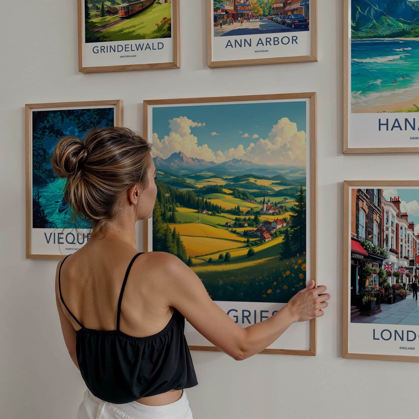 Lenggries Poster - Germany Travel Art - Sunny Village Valley Home Decor