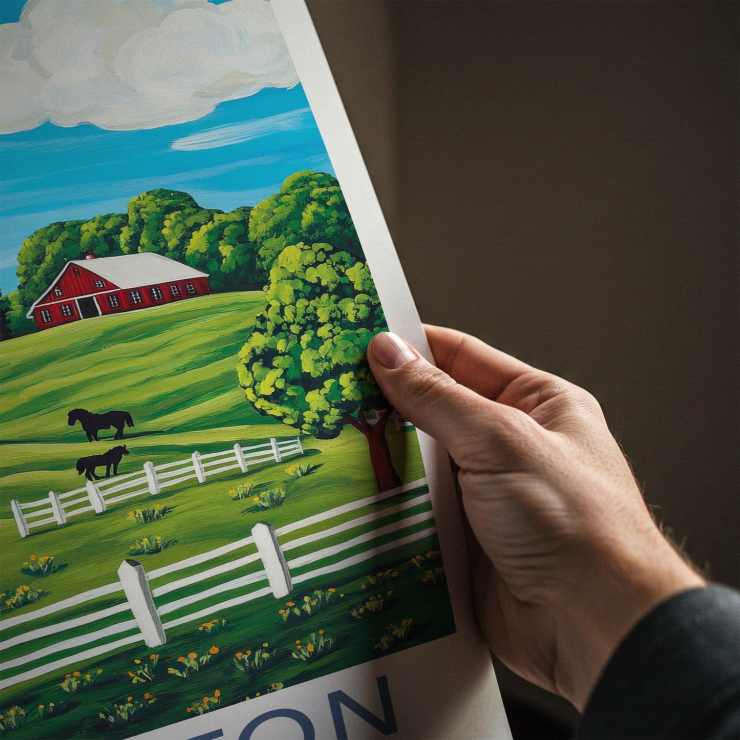 Lexington Poster - Kentucky Travel Art - Red Barn Horses Home Decor