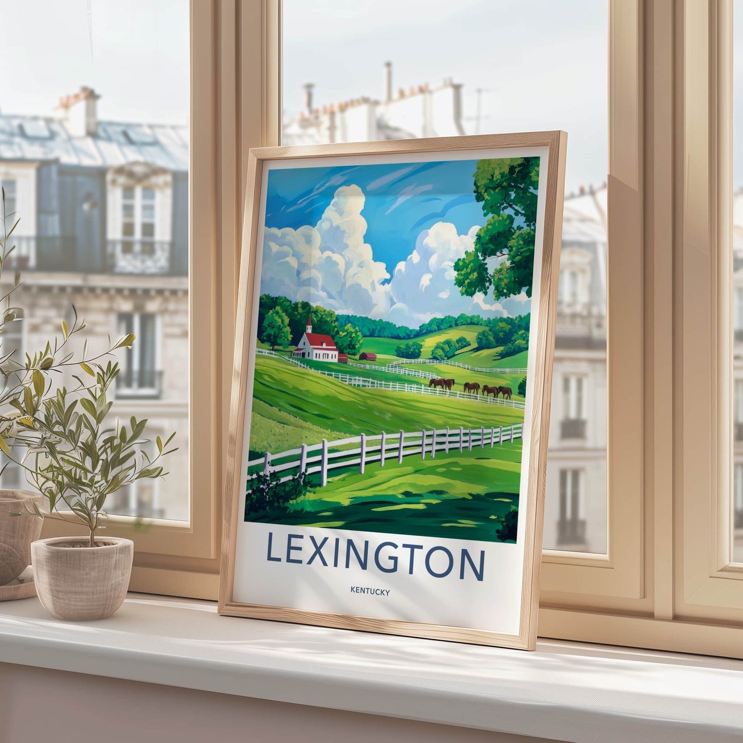 Lexington Poster - Kentucky Wall Art - Fenced Horse Pasture Home Decor