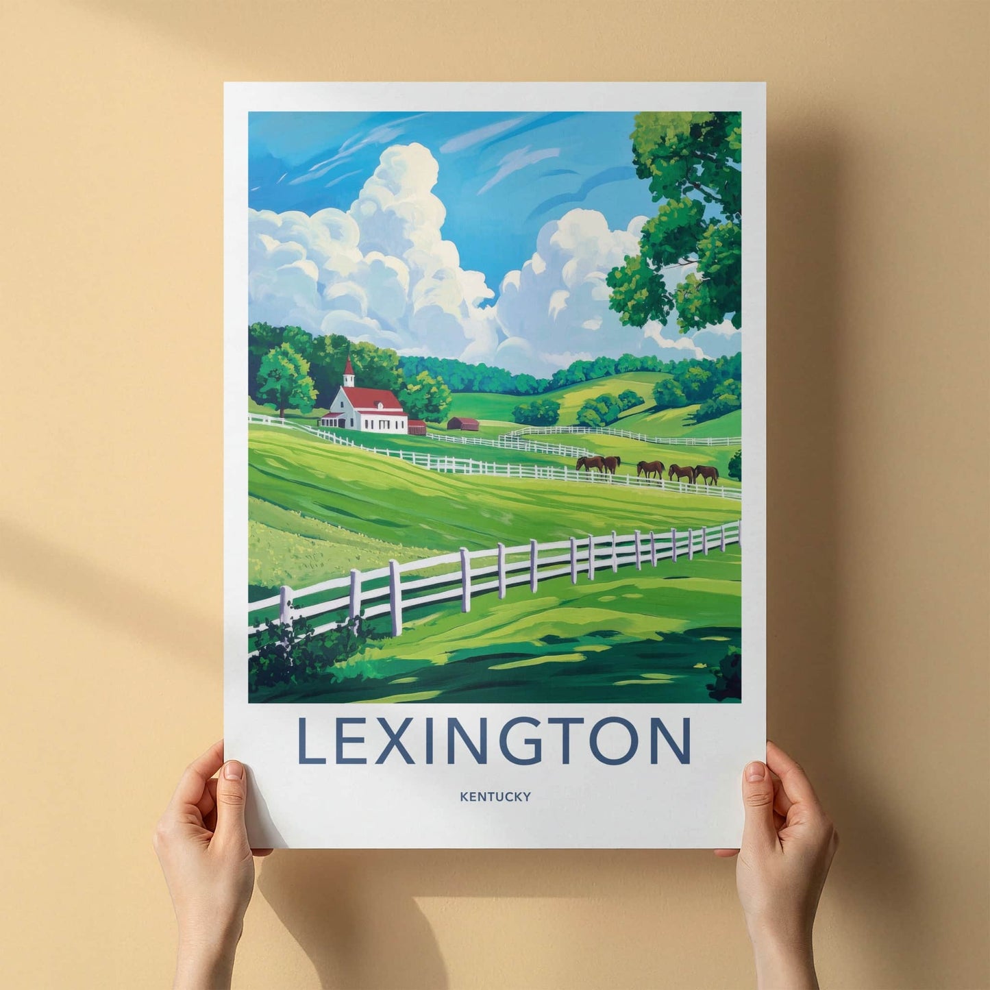 Lexington Poster - Kentucky Wall Art - Fenced Horse Pasture Home Decor