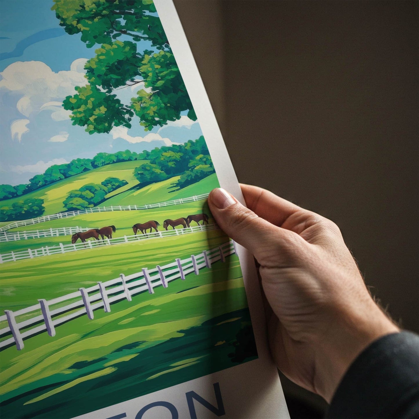 Lexington Poster - Kentucky Wall Art - Fenced Horse Pasture Home Decor