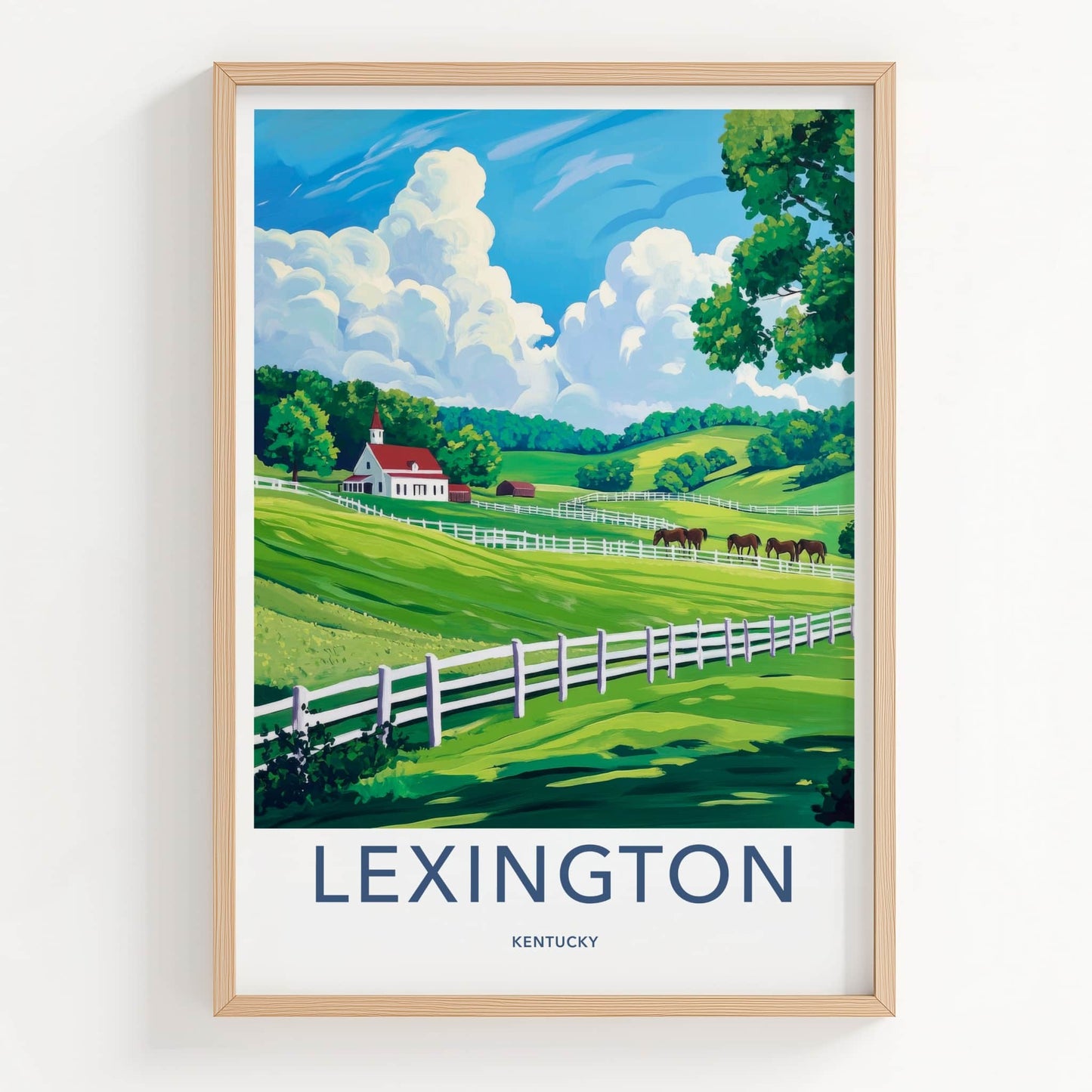 Lexington Poster - Kentucky Wall Art - Fenced Horse Pasture Home Decor