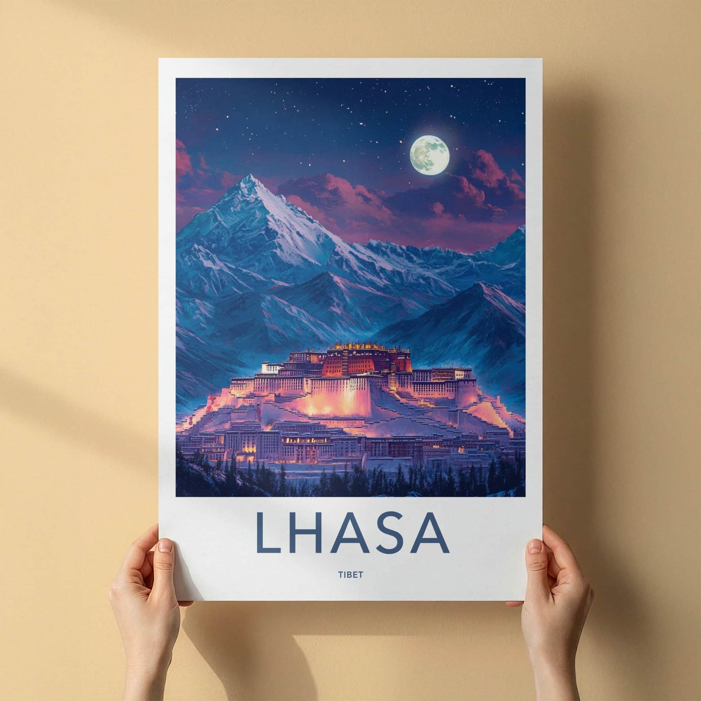 Lhasa Poster - China Framed Print - Potala Palace Night Framed Decor