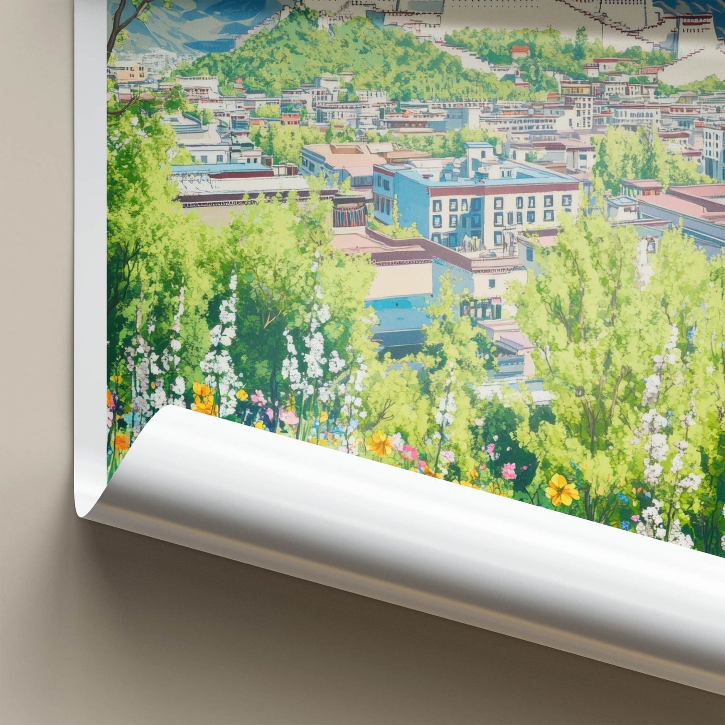 Lhasa Poster - Tibet Framed Print - Spring Floral Palace Lounge Decor