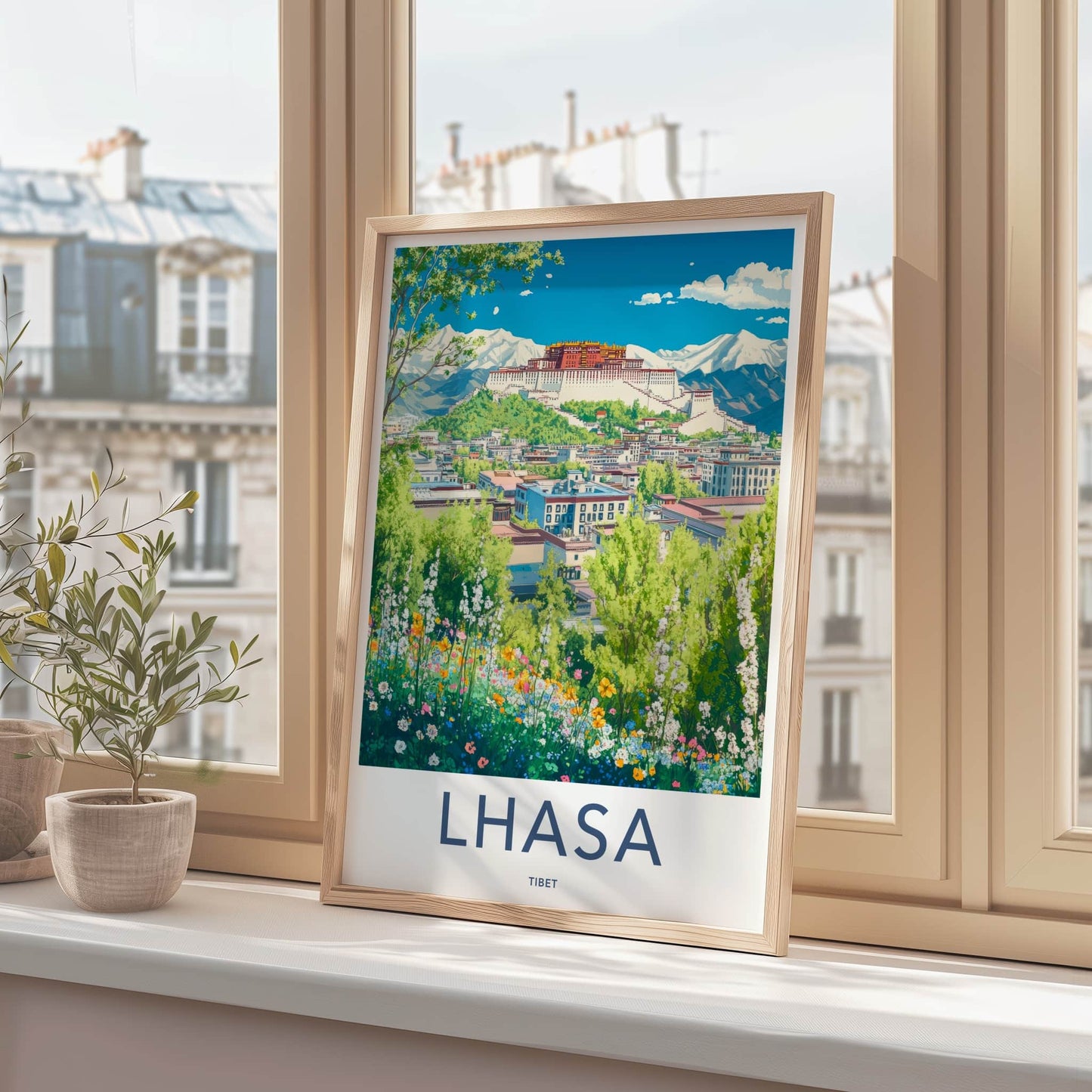 Lhasa Poster - Tibet Framed Print - Spring Floral Palace Lounge Decor
