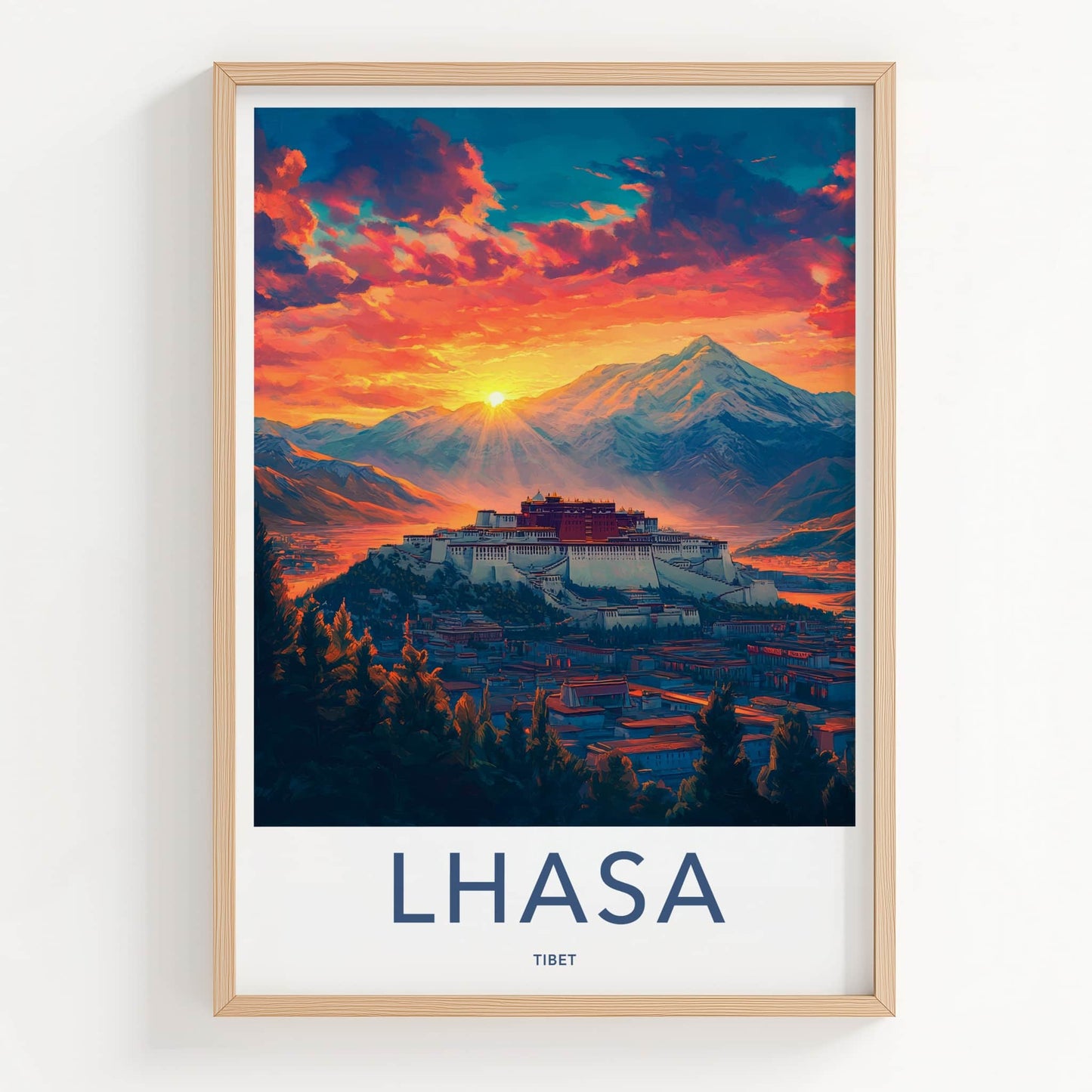 Lhasa Poster - Tibet Travel Art - Potala Palace Sunset Home Decor