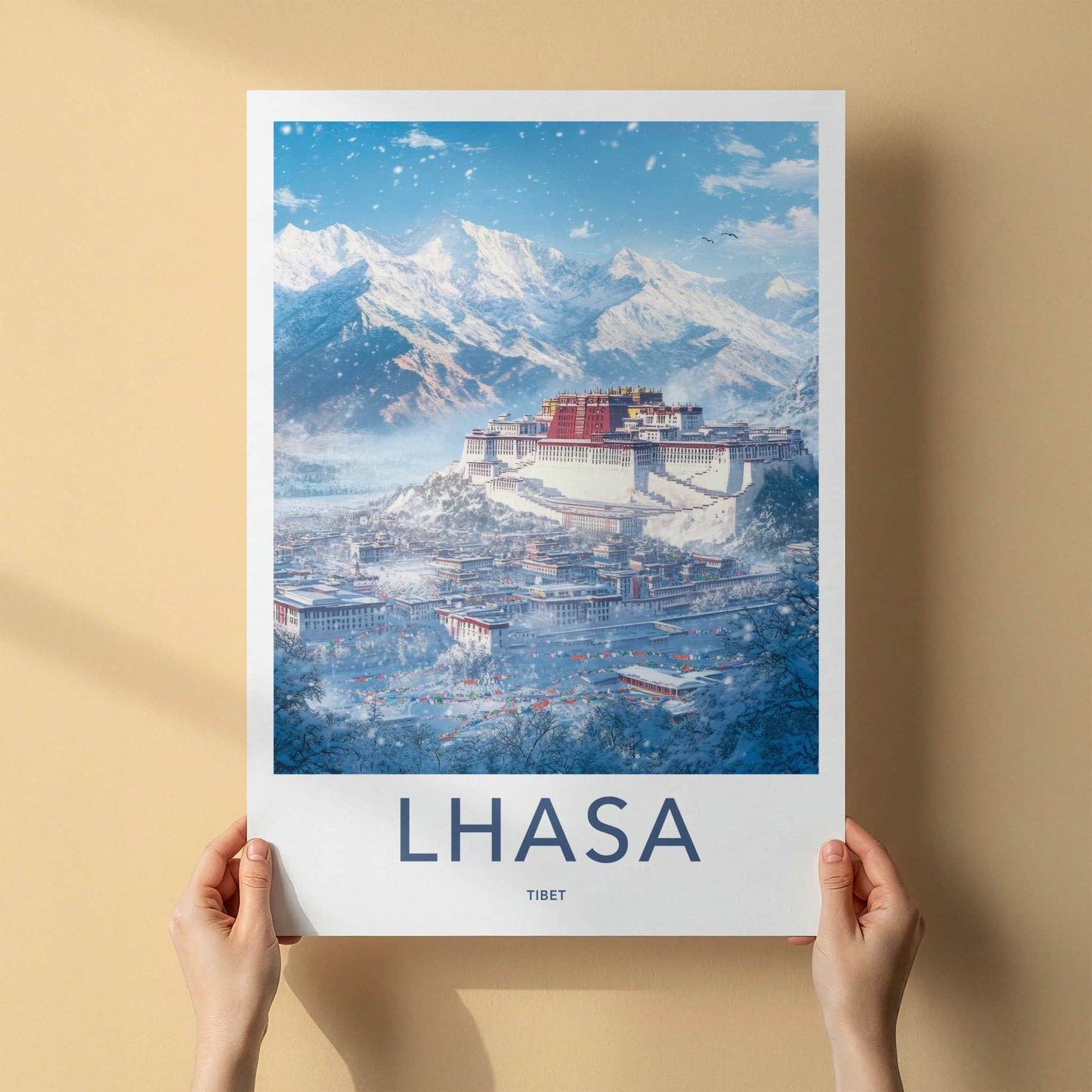 Lhasa Poster - Tibet Travel Print - Potala Palace Winter Home Decor