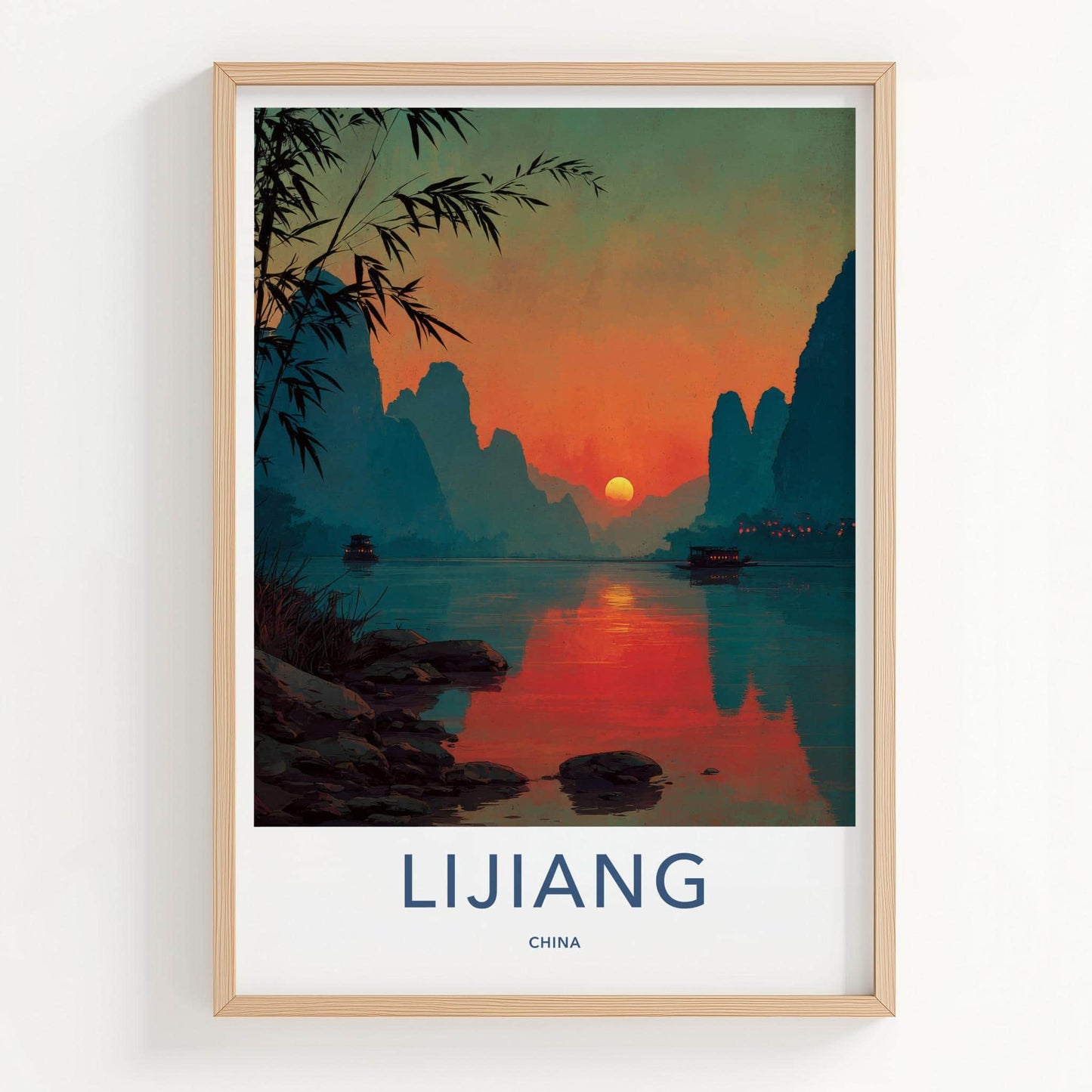 Lijiang Poster - China Framed Art - Karst River Sunset Gallery Art