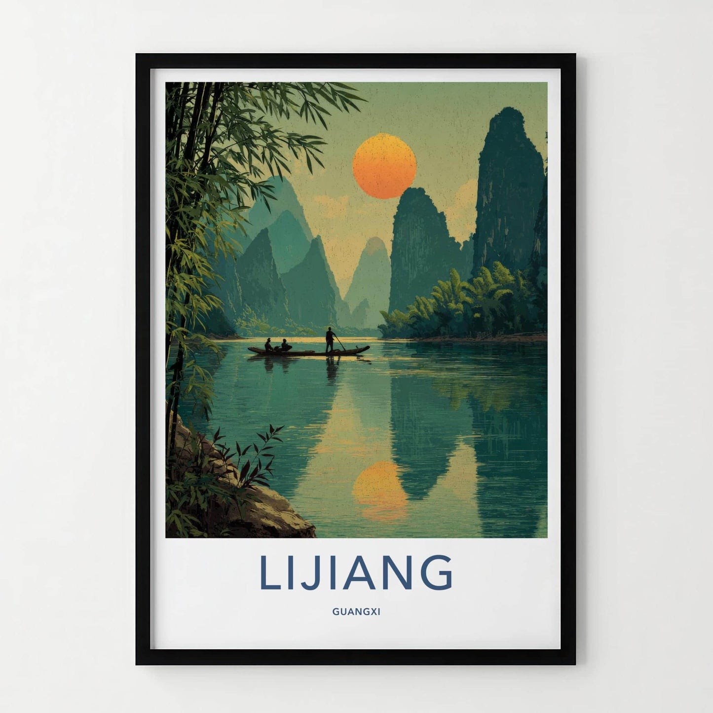 Lijiang Poster - China Travel Art - River Karst Mountains Home Decor
