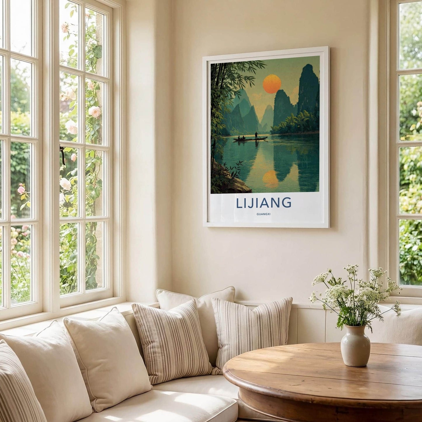 Lijiang Poster - China Travel Art - River Karst Mountains Home Decor