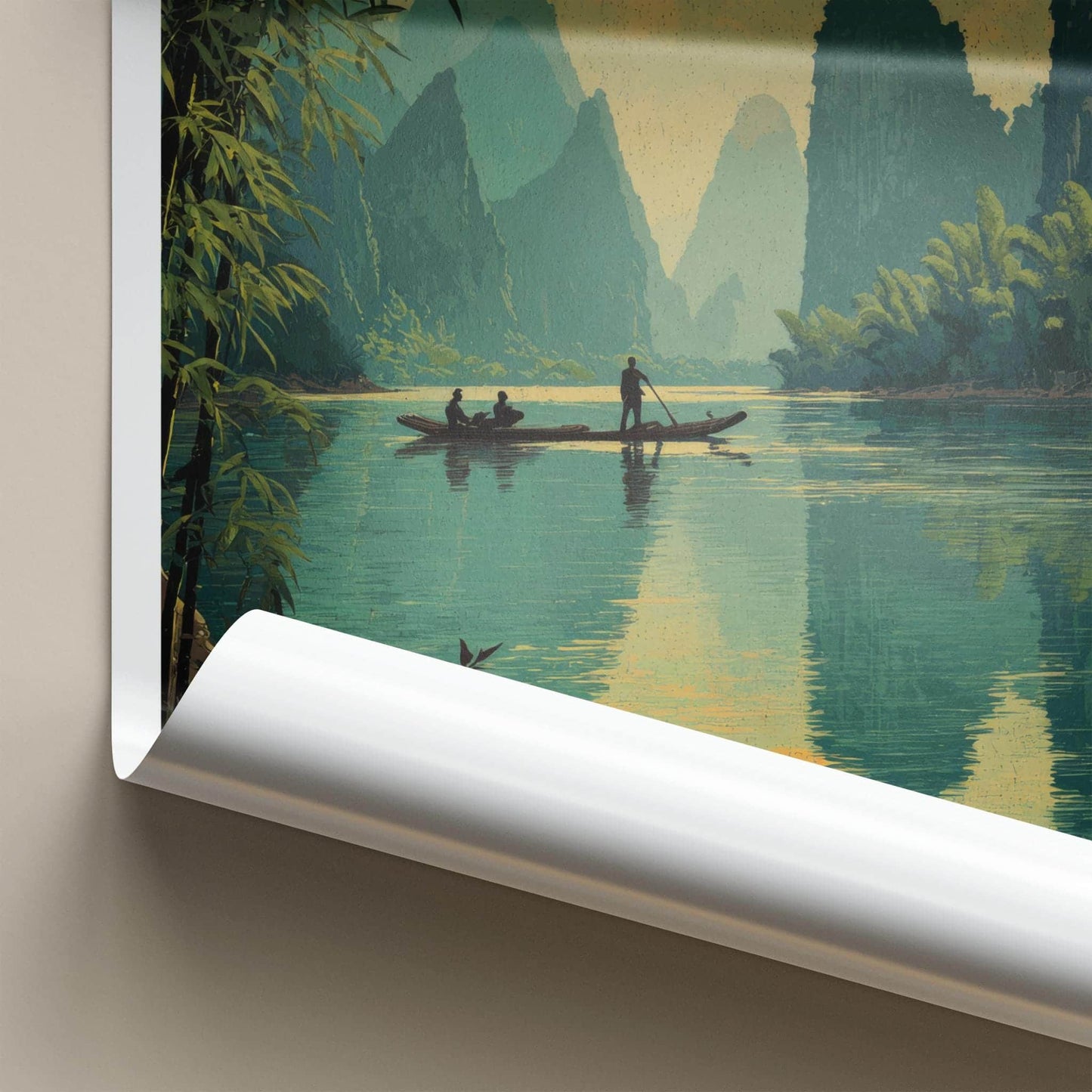 Lijiang Poster - China Travel Art - River Karst Mountains Home Decor
