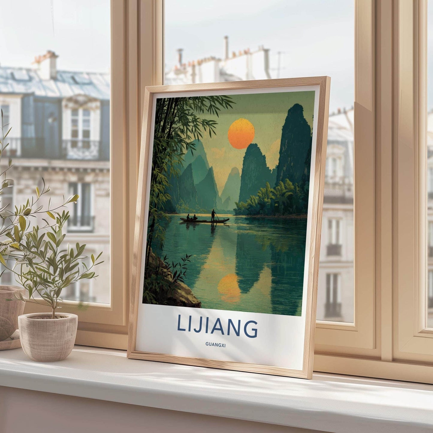 Lijiang Poster - China Travel Art - River Karst Mountains Home Decor