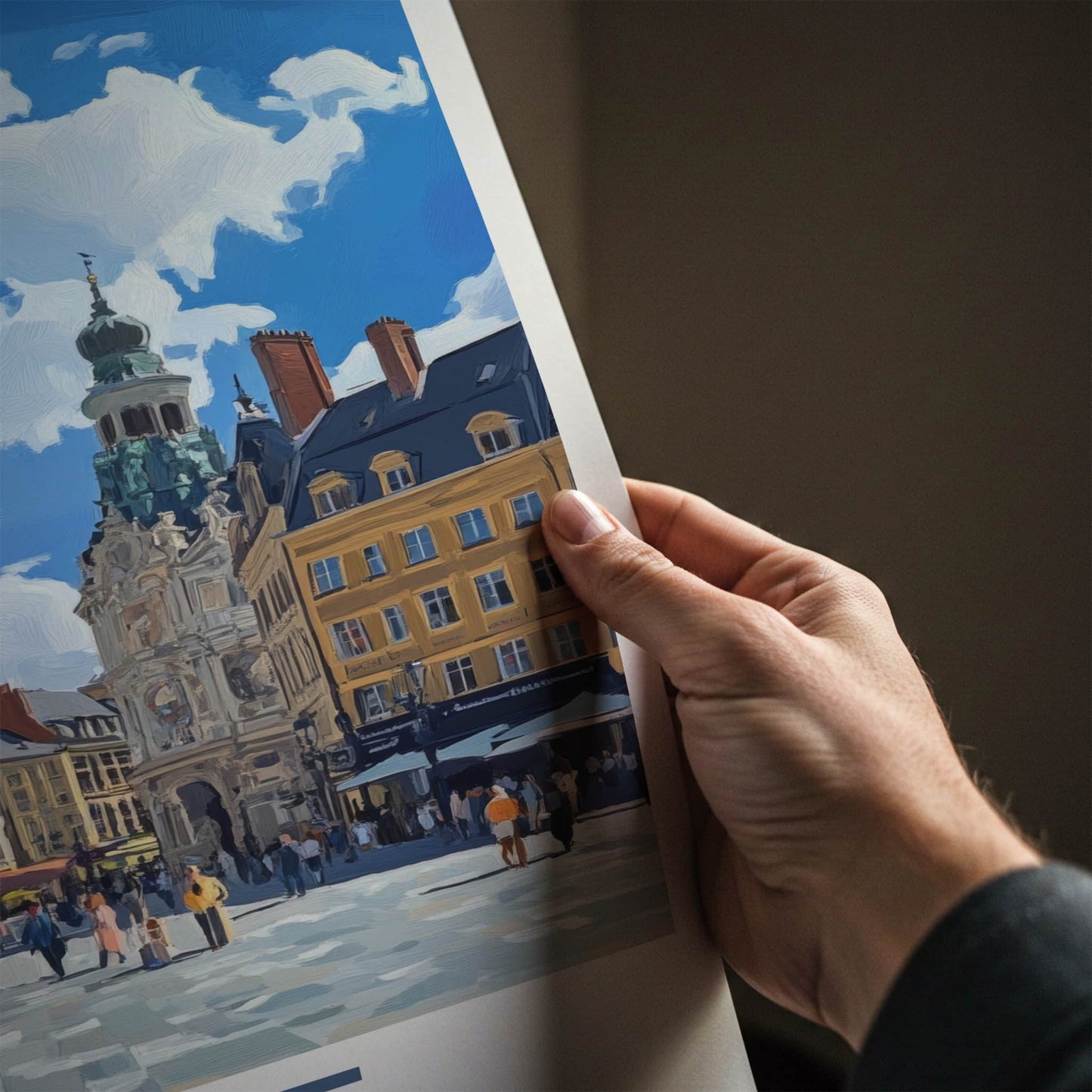 Lille Poster - France Travel Art - Bustling Town Square Home Decor