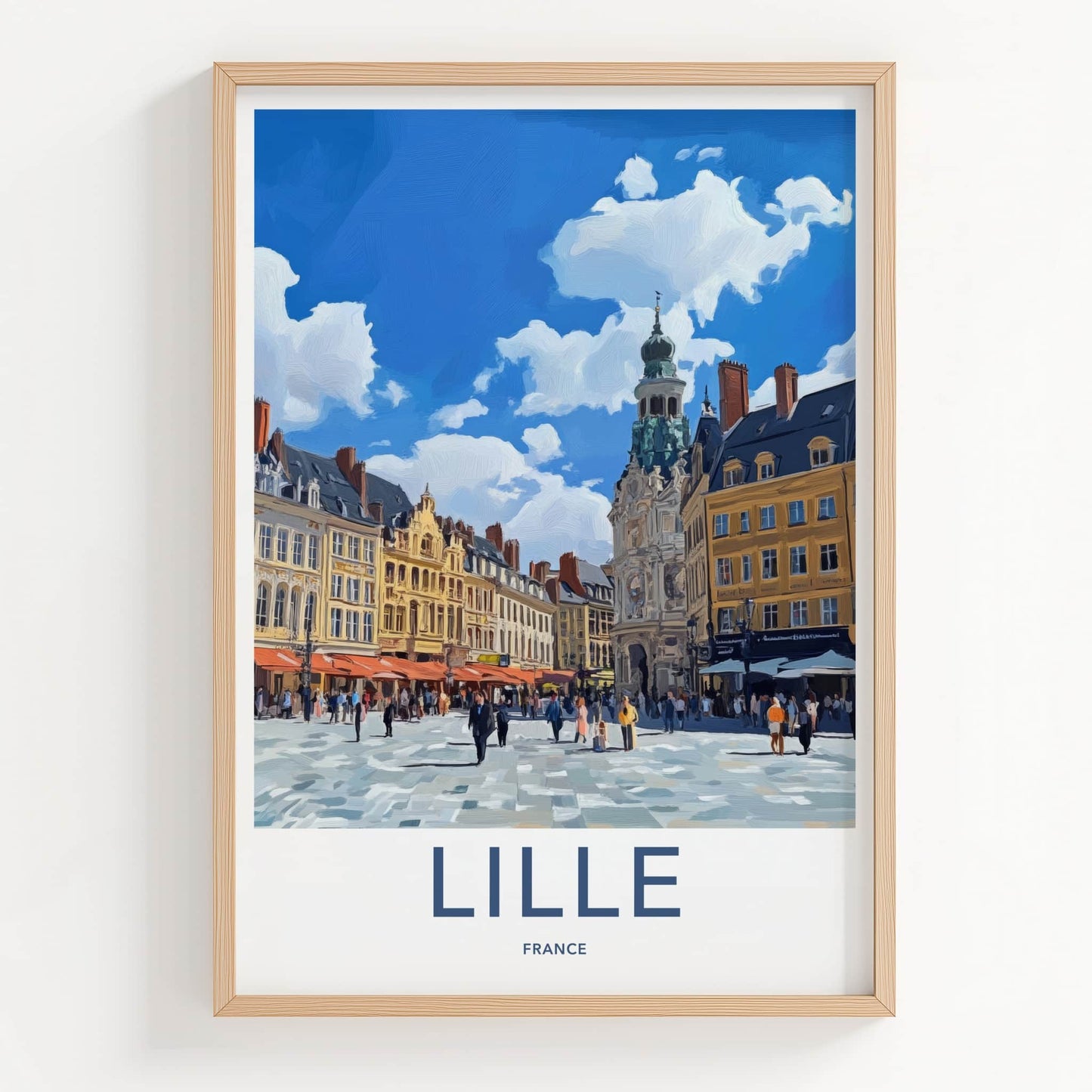 Lille Poster - France Travel Art - Bustling Town Square Home Decor
