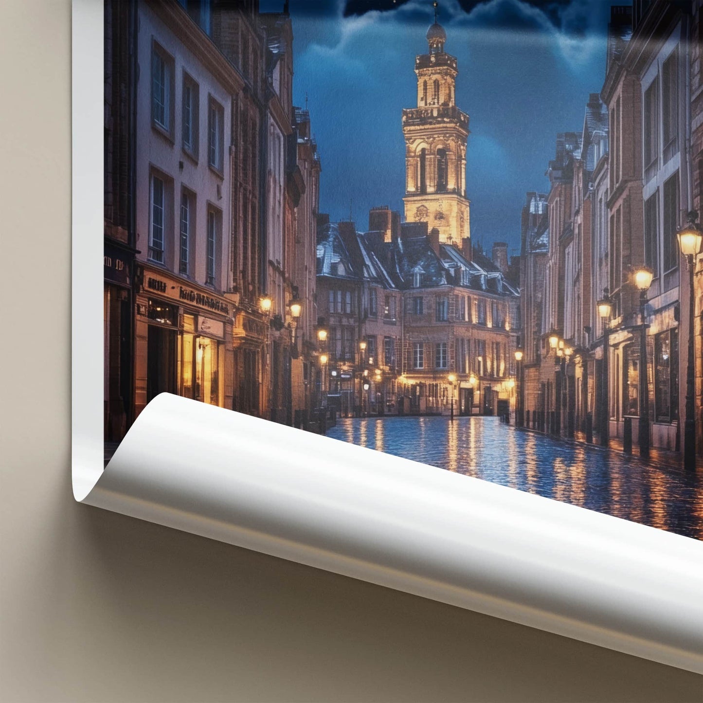 Lille Poster - France Travel Art - Luminous Wet Street Home Decor