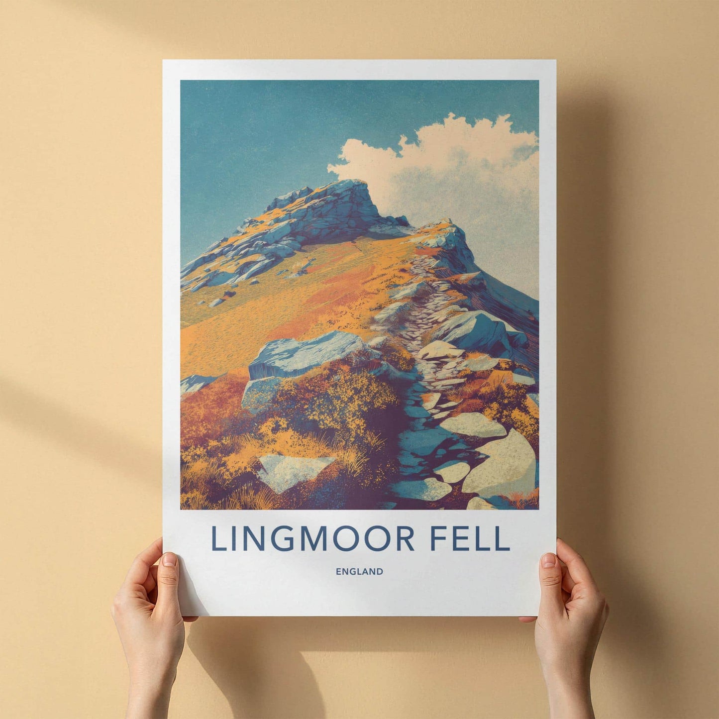 Lingmoor Fell Poster - England Travel Art - Rocky Mountain Path Home Decor