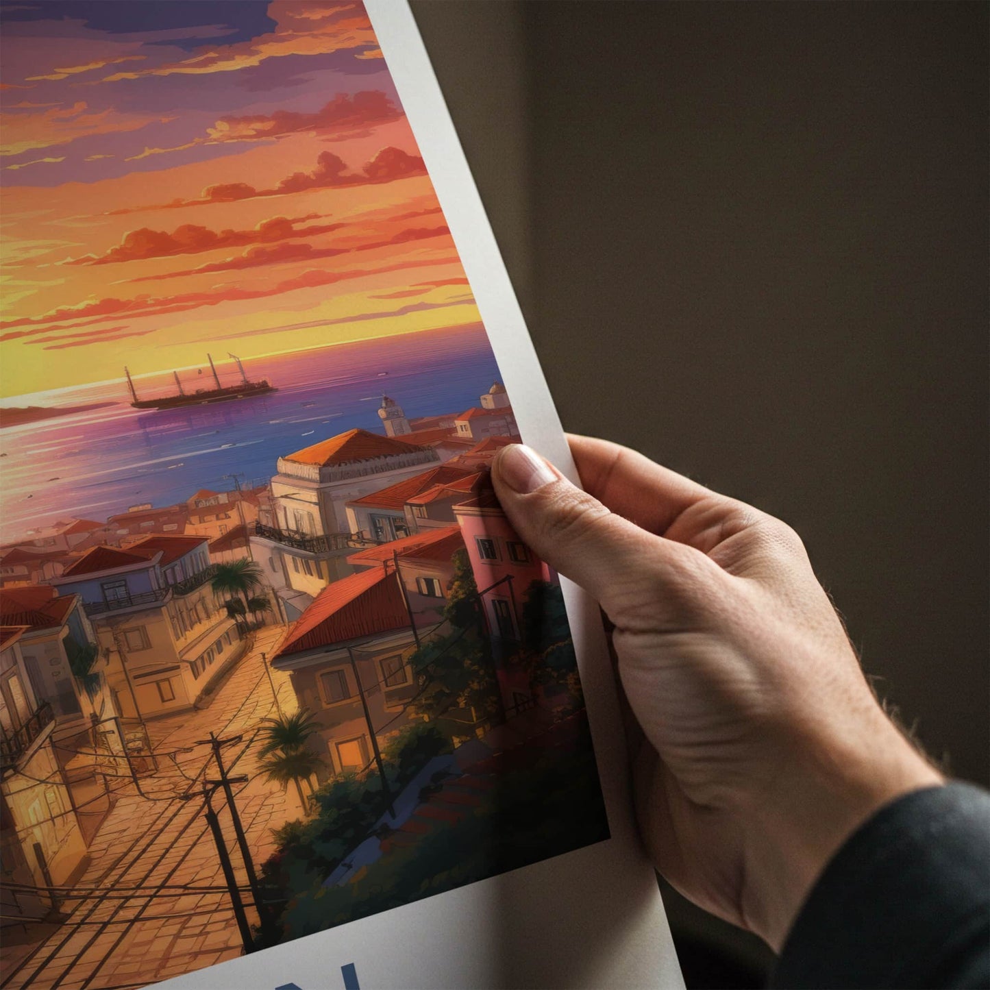 Lisbon Poster - Portugal Travel Art - Vibrant Sunset City Home Decor