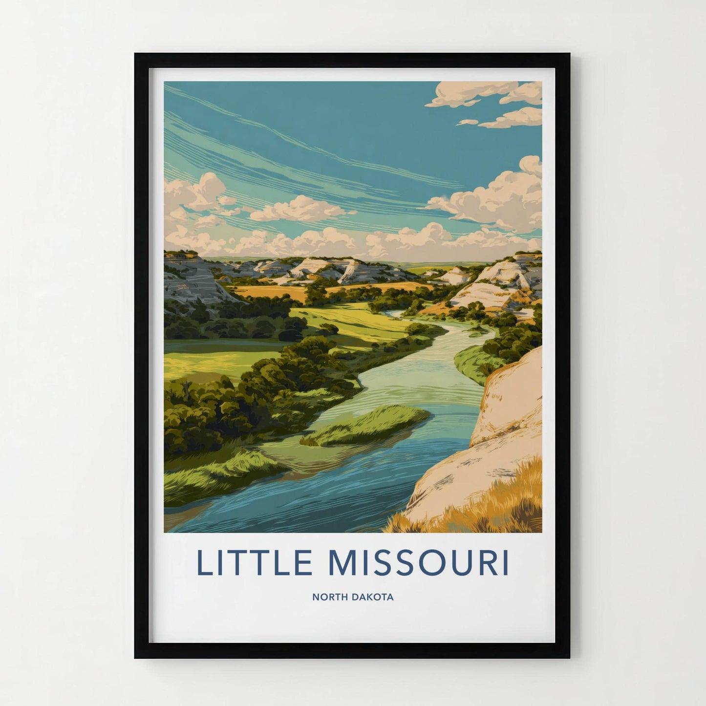 Little Missouri Poster - North Dakota Travel Art - Winding River Valley Home Decor
