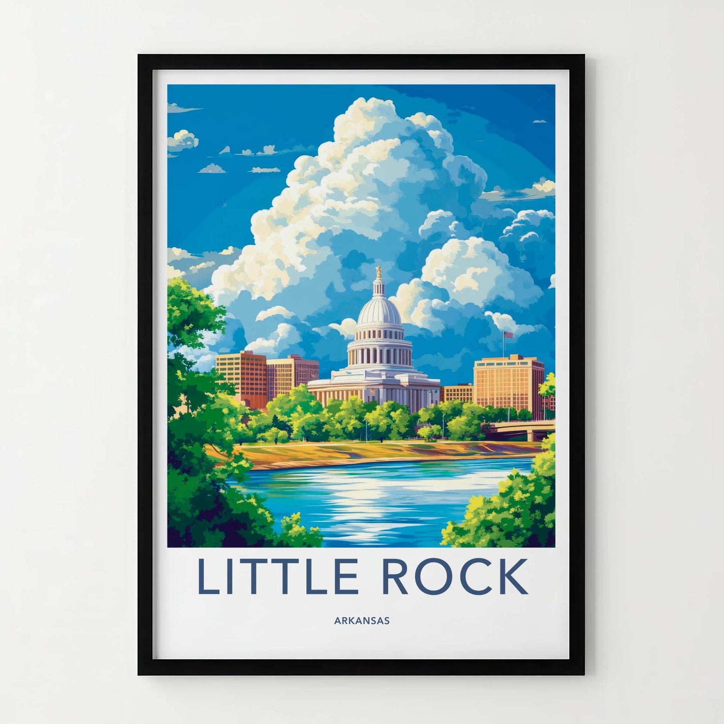 Little Rock Poster - Arkansas Travel Art - Capitol River City Home Decor